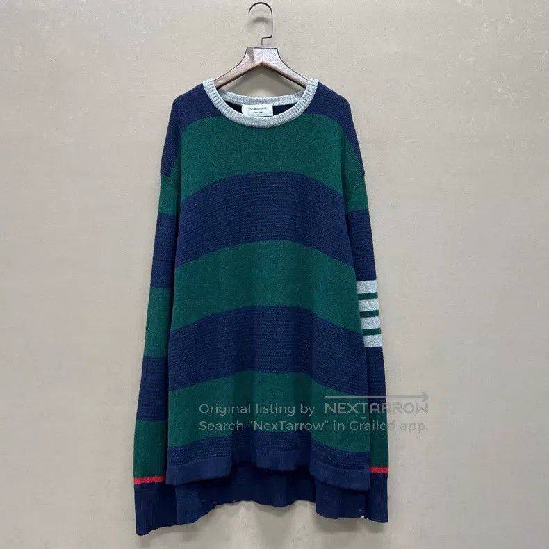 Thom Browne Thom Browne Teal and Green Wide Stripe Classic Logo Wool S Size US XL / EU 56 / 4 - 1 Thumbnail