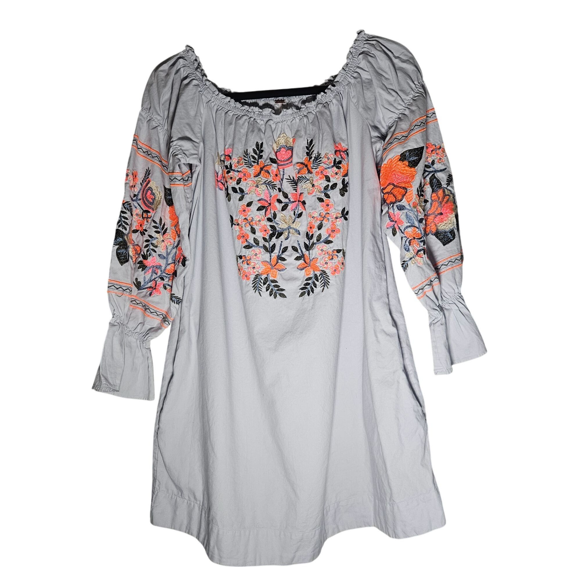Free People Free People Fleur Du Jour Dress White Floral Embroidery M – Size M / US 6-8 / IT 42-44 - 2 Thumbnail