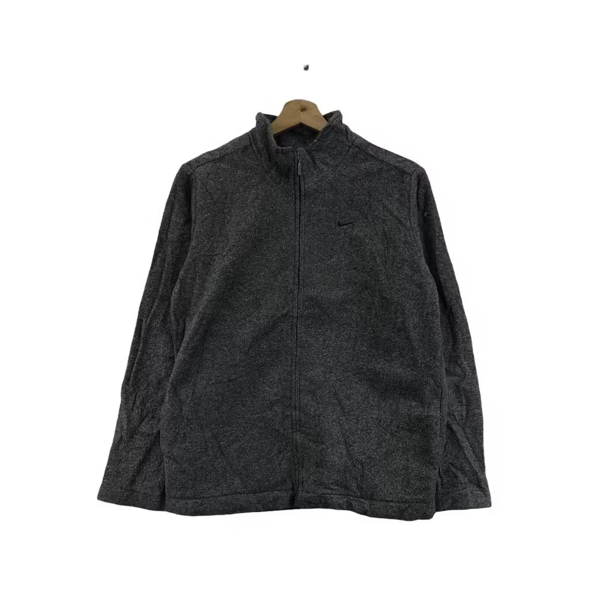 Vtg 90' NIKE SIDE SWOOSH LOGO Grey Fleece Jacket Windbreaker