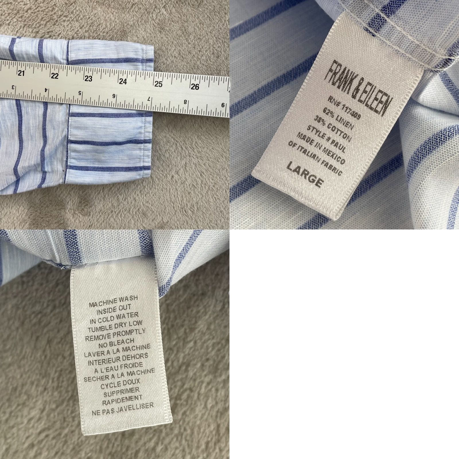Frank & Eileen Frank & Eileen Paul Shirt Women Large Blue Linen Blend Relaxed Fit Long Sleeve Size L / US 10 / IT 46 - 8 Thumbnail