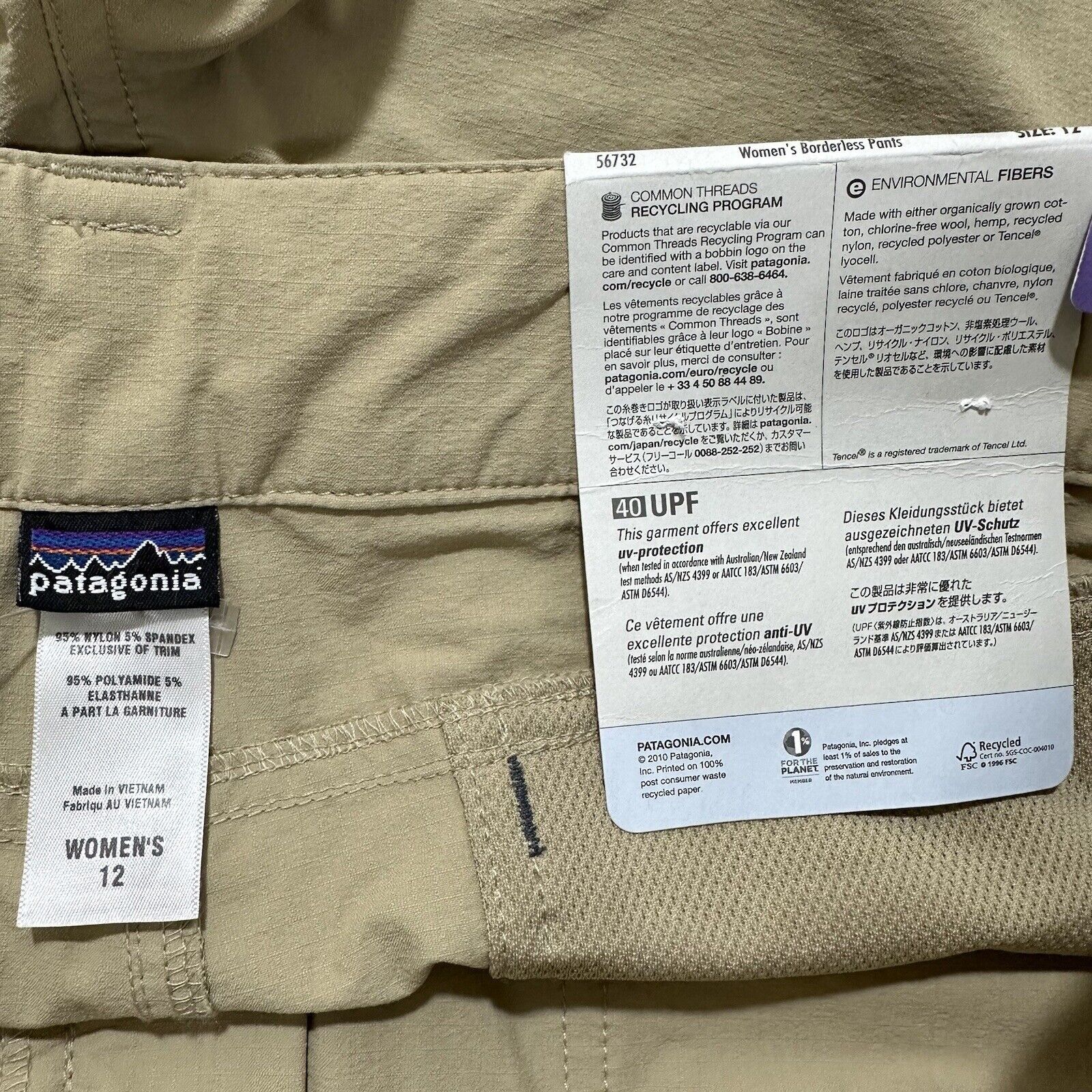 Patagonia Patagonia 12 Borderless Pants 40 UPF Straight Leg Hiking Size 34" / US 12 / IT 48 - 4 Thumbnail