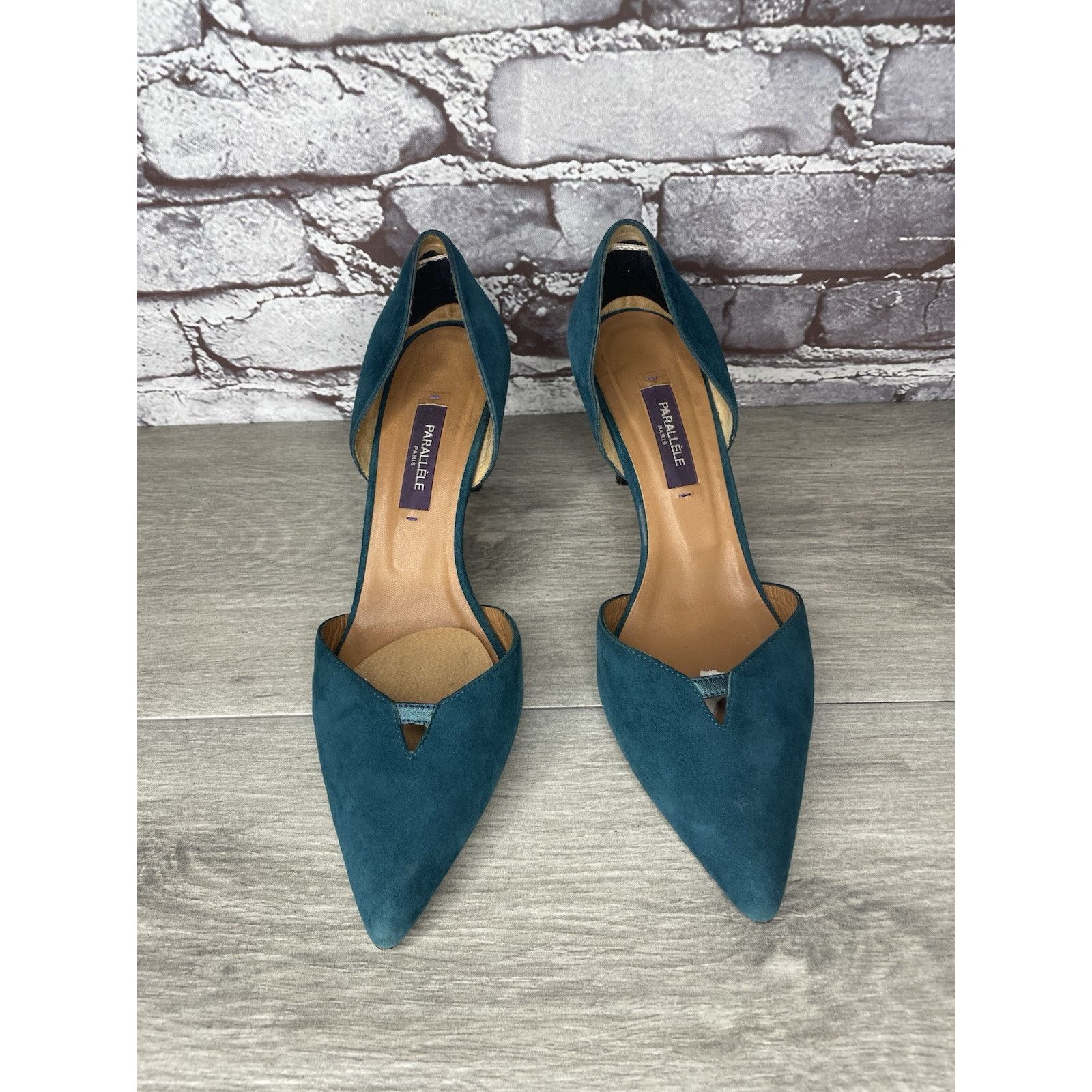 Other Parallele Blue Suede Leather Pointed Toe Stilettos Heels Wom Size US 7.5 / IT 37.5 - 3 Thumbnail
