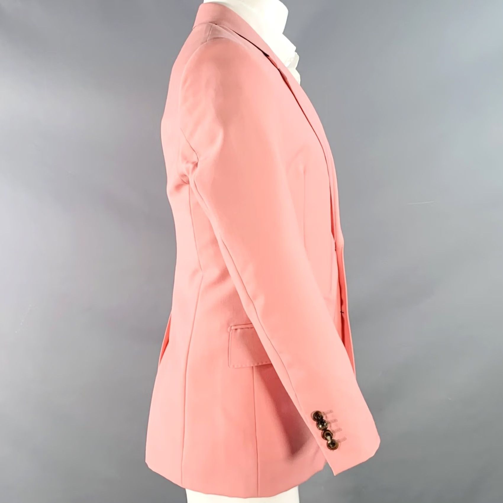 Alexander McQueen Alexander McQueen Size 40 Pink Wool Mohair Slim Fit Single Breasted Sport Coat Size US XXS / EU 40 - 2 Thumbnail