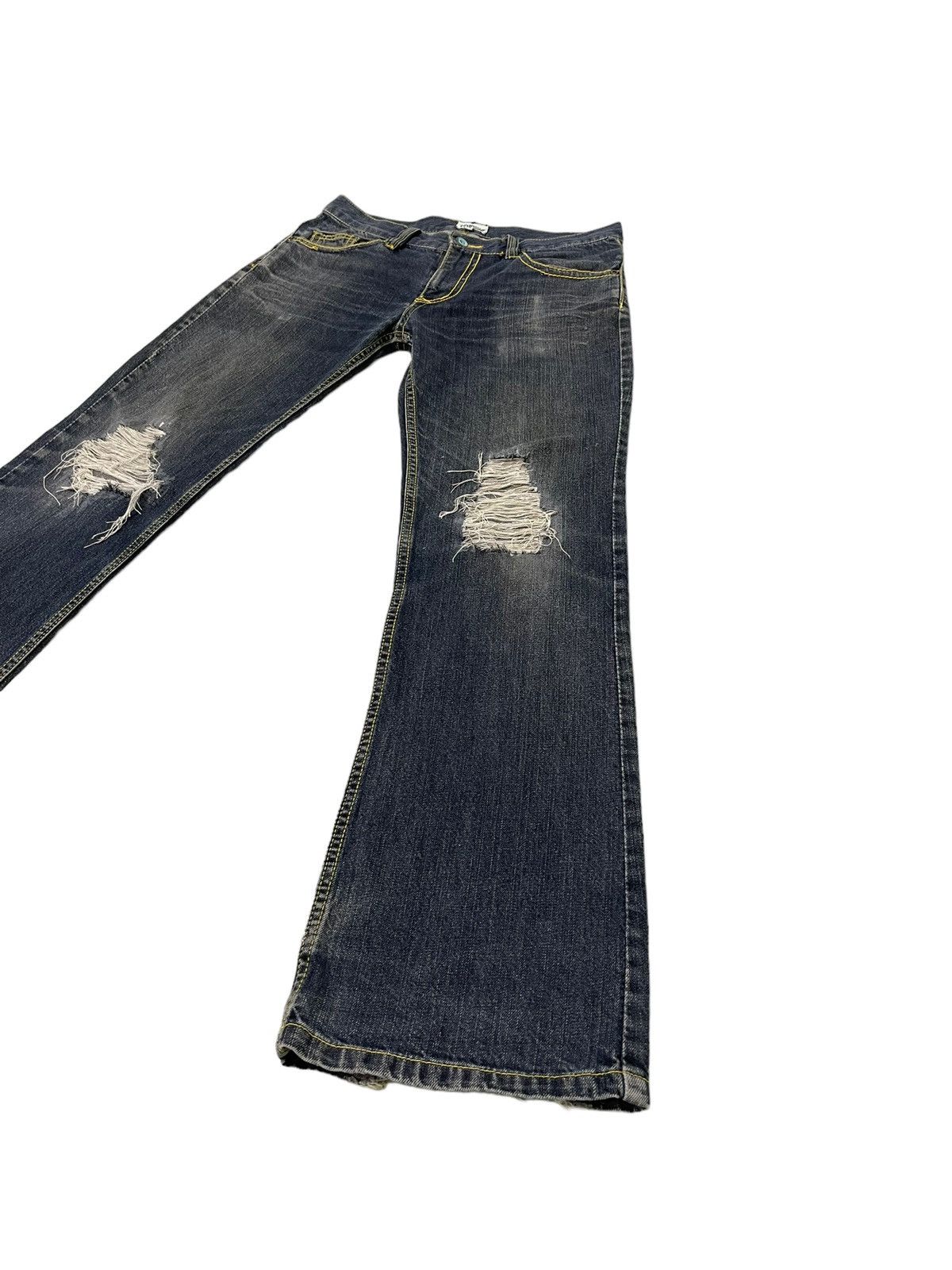Japanese Brand Flare Jeans Nylaus Distress Low Rise Boot Cut 6🟦3 Size US 32 / EU 48 - 3 Thumbnail