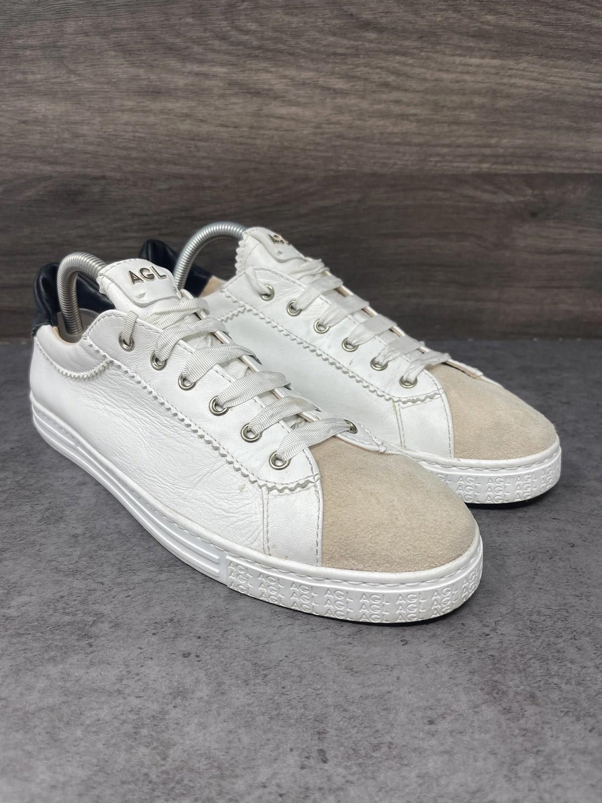 AGLINI AGL Sade Shoes Womens Size 9 (39.5) White Leather Sneakers Size US 9 / IT 39 - 4 Thumbnail