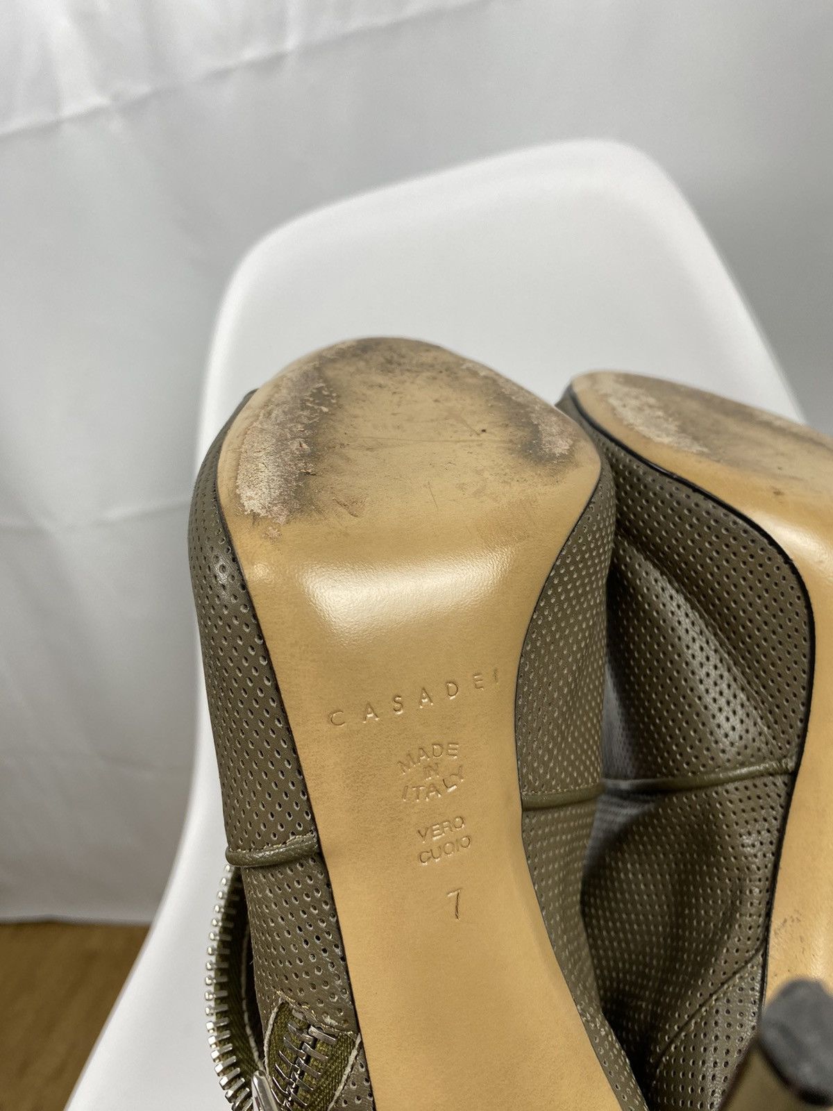 Casadei Casadei Open Toe Bootie Genuine Perforated Leather size 7 Size US 7 / IT 37 - 12 Thumbnail