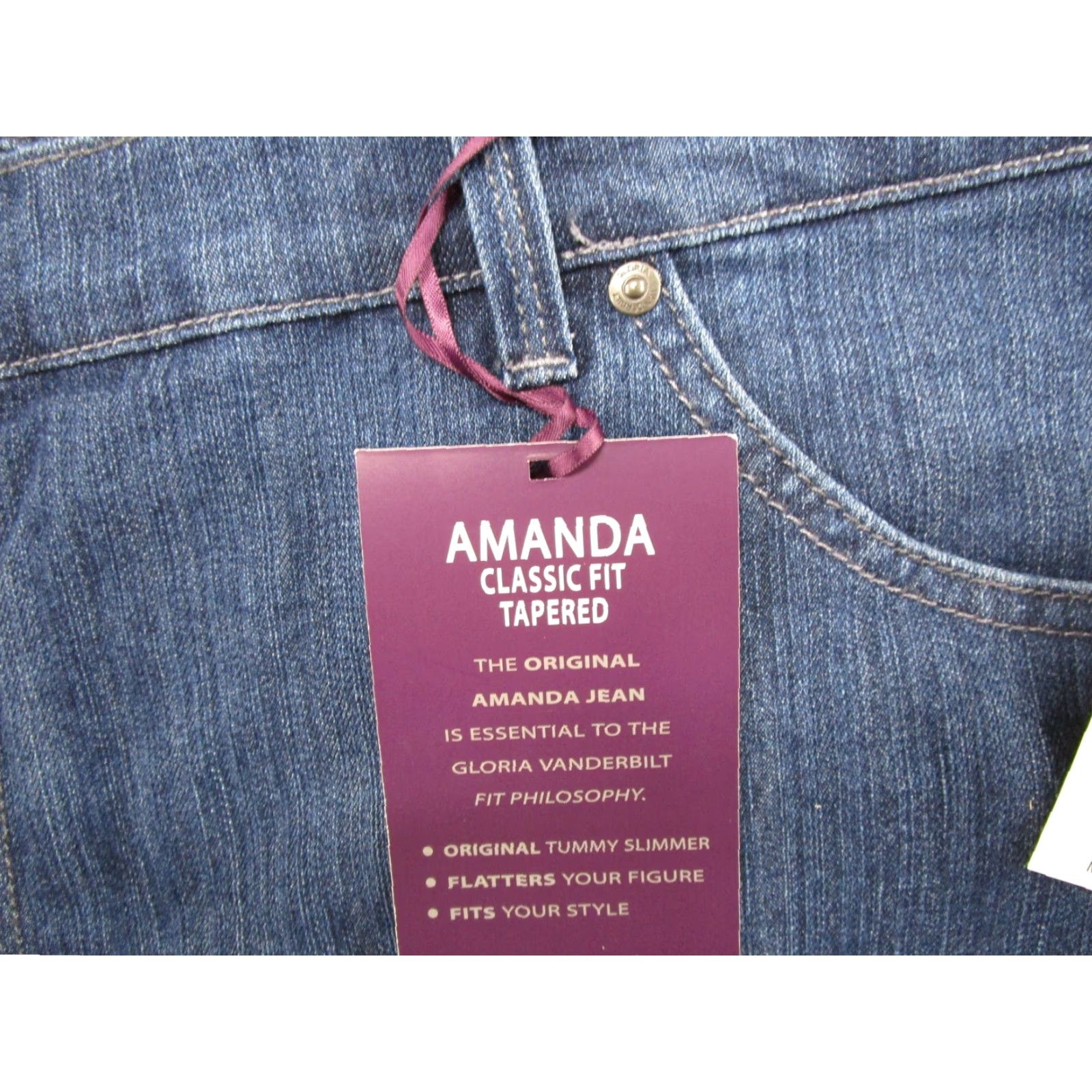 Gloria Vanderbilt Gloria Vanderbilt Amanda Classic Fit Tapered Leg Blue Jeans 24W Short NEW Size 42" / US 20 - 3 Thumbnail