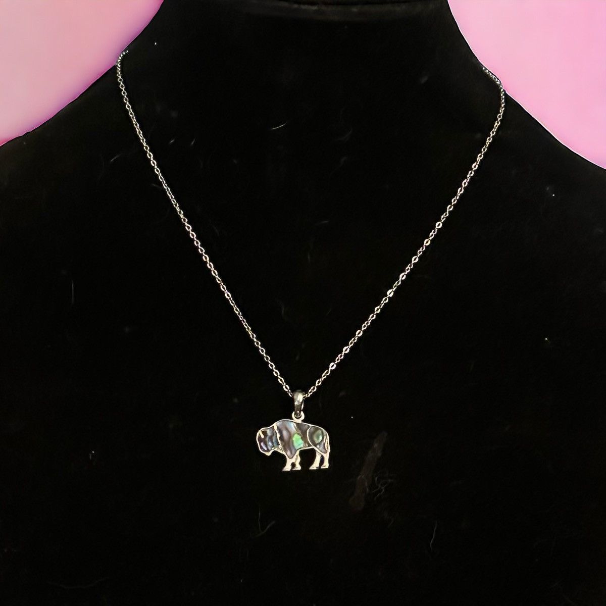 Other Silver tone abalone Buffalo pendant necklace Size ONE SIZE - 1 Thumbnail