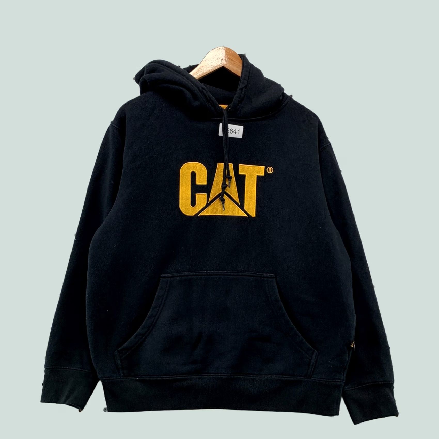 Vintage CAT Caterperpilla Hoodie Sweatshirt Mens Medium Black Yellow Embroidered Size US L / EU 52-54 / 3 - 1 Thumbnail