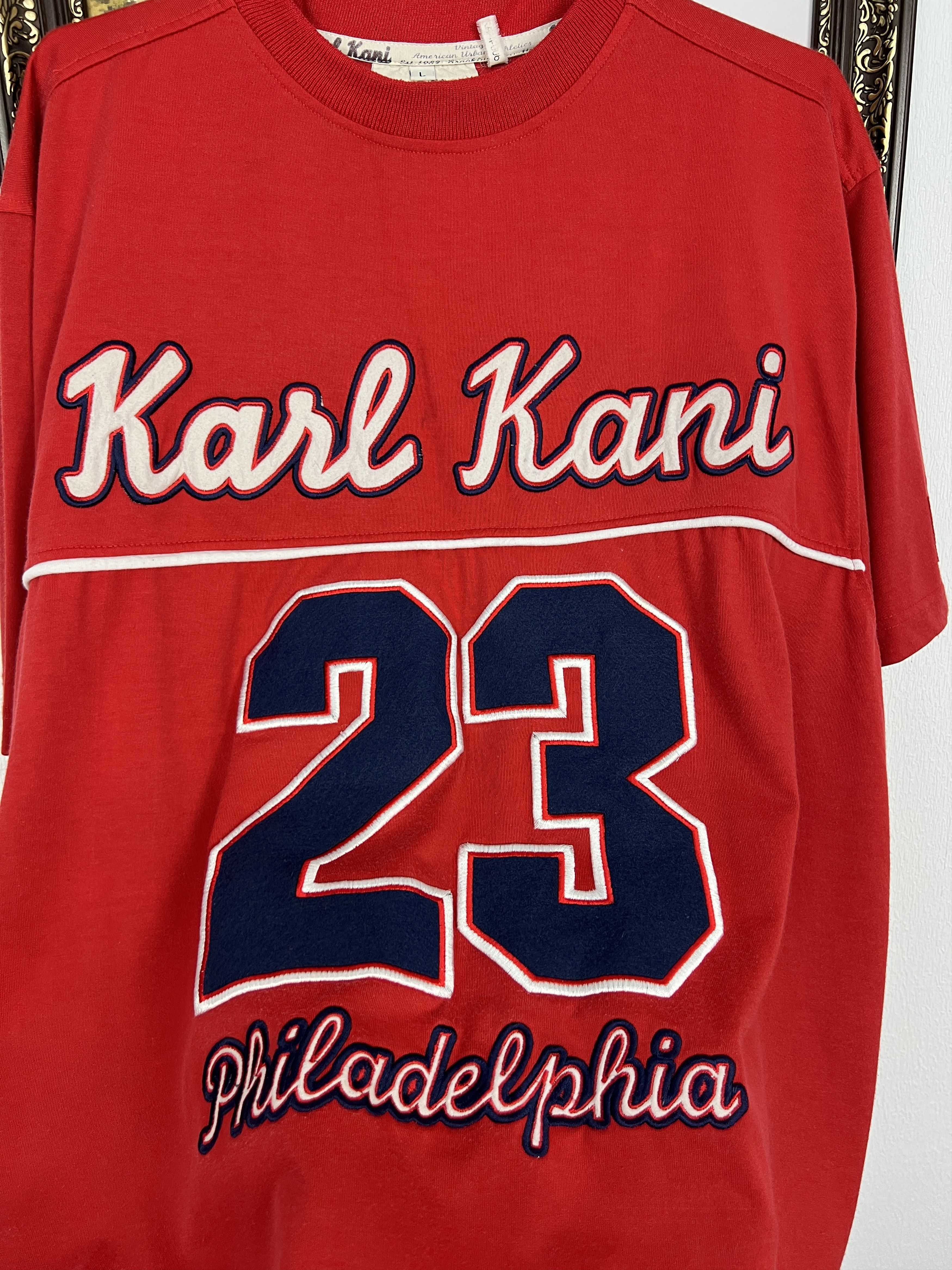 Karl Kani Vintage Karl Kani Baseball Jersey Hip Hop Rap Philadelphia Size US L / EU 52-54 / 3 - 3 Thumbnail