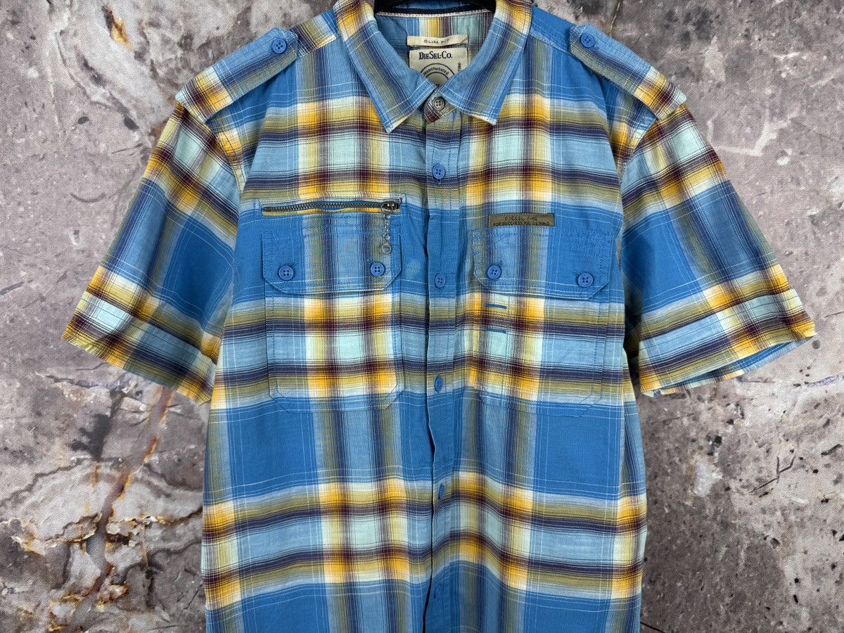 Diesel Diesel Plaid Utility Short Sleeve Button Up Shirt Blue Check Size US S / EU 44-46 / 1 - 3 Thumbnail