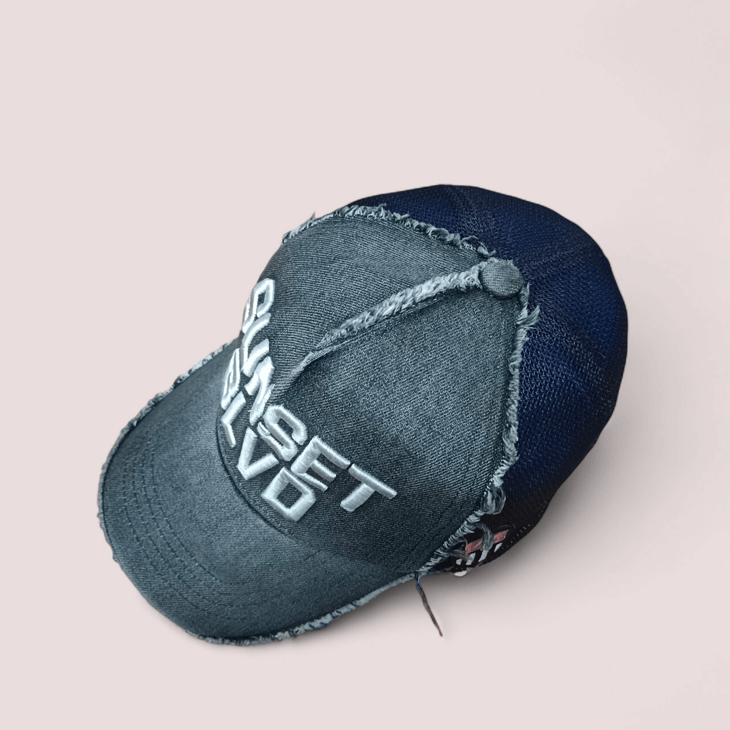 Designer YOSHINORI KOTAKE " SUNSET BLVD" Distressed DenimTrucker Hat Size ONE SIZE - 4 Thumbnail