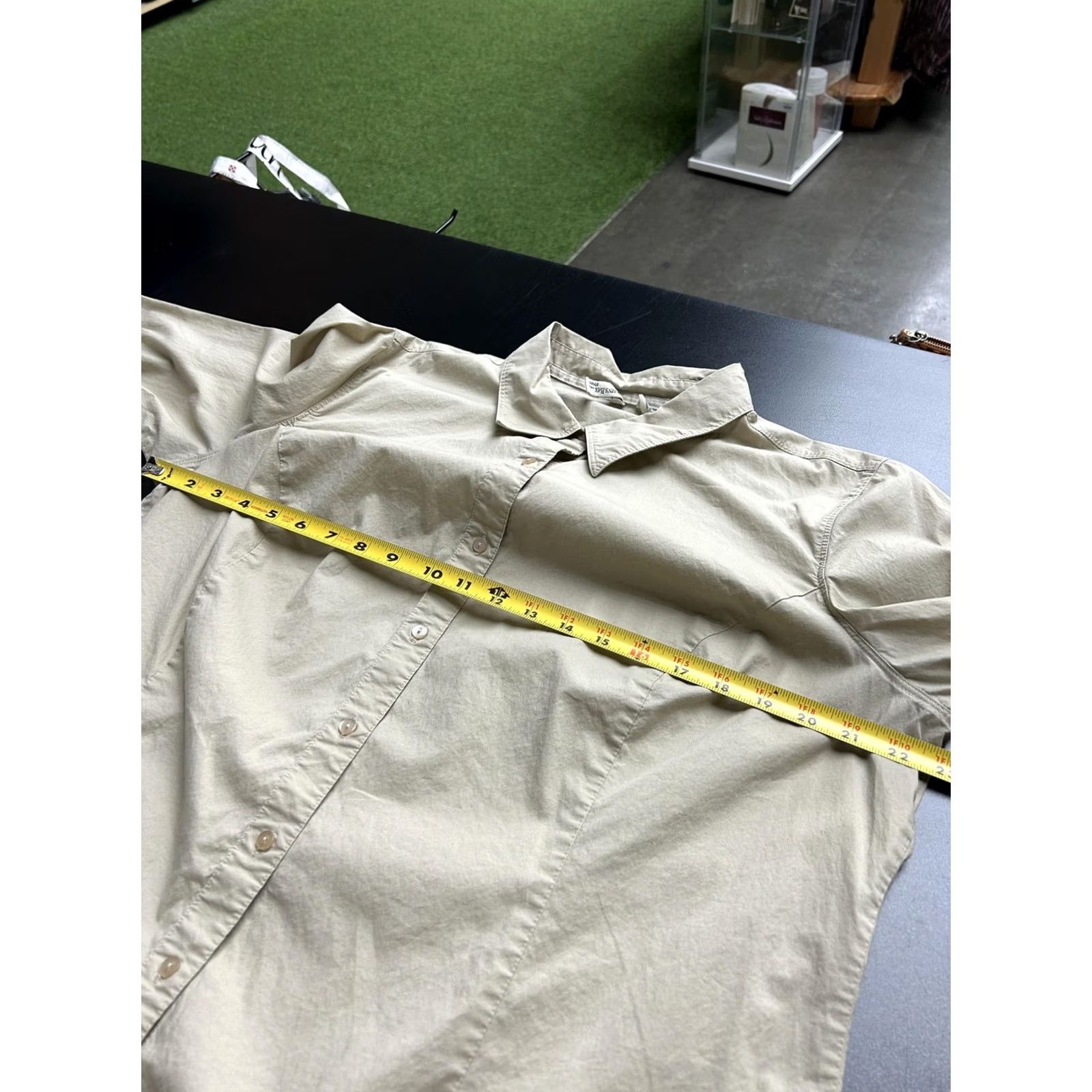 Vintage VINTAGE? No — St. Johns Bay Shirt Womens 1X Tan Khaki Stretch Button Front Collared Blouse Size XL / US 12-14 / IT 48-50 - 6 Thumbnail