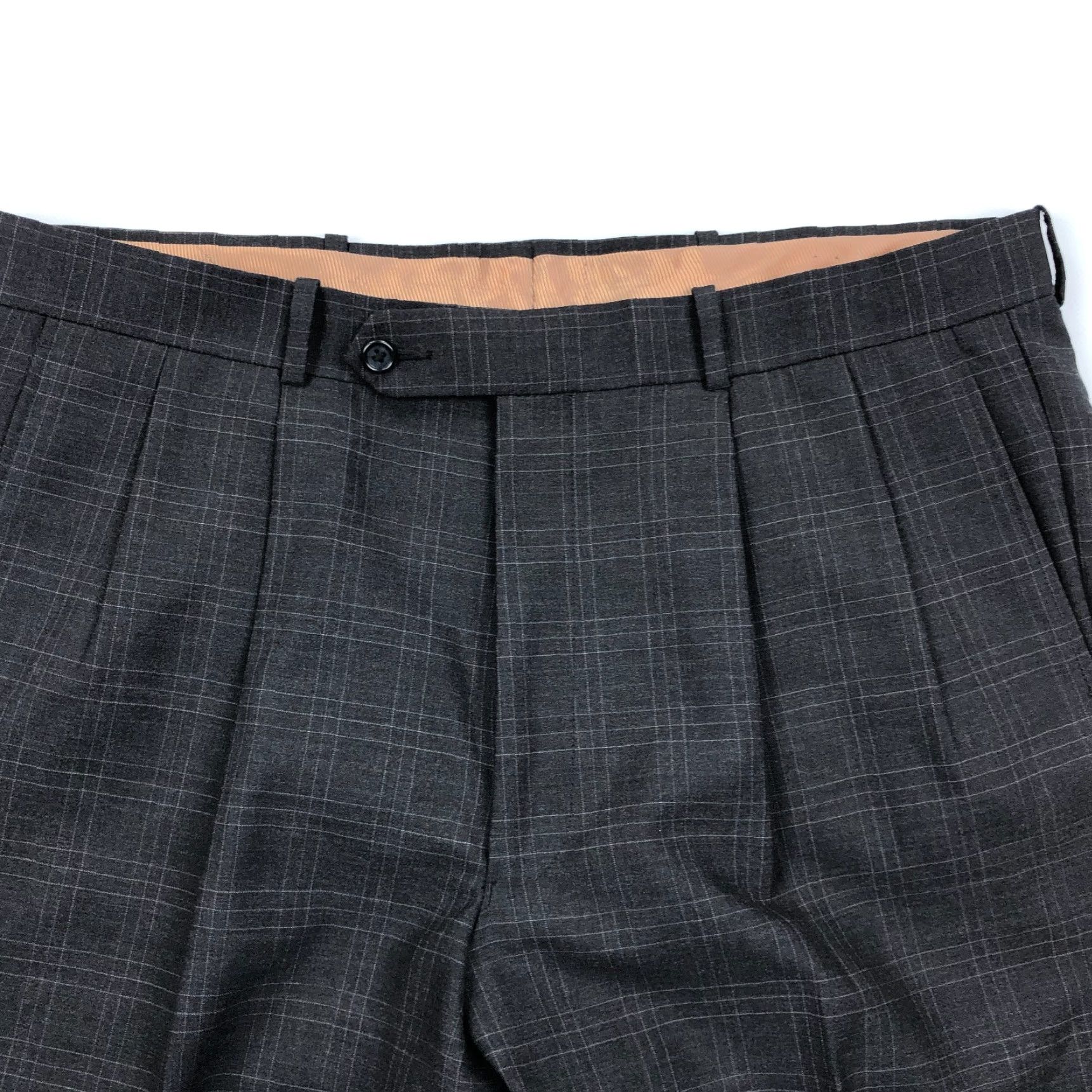 Doublet VINTAGE Sette Ponti Pants 36x27 Check Wool Double Pleated Trousers Cuffed Windowpane, Gray, Dress Pants, Men, Regular Fit, Inseam 27, ZIP Closure Size US 36 / EU 52 - 5 Thumbnail