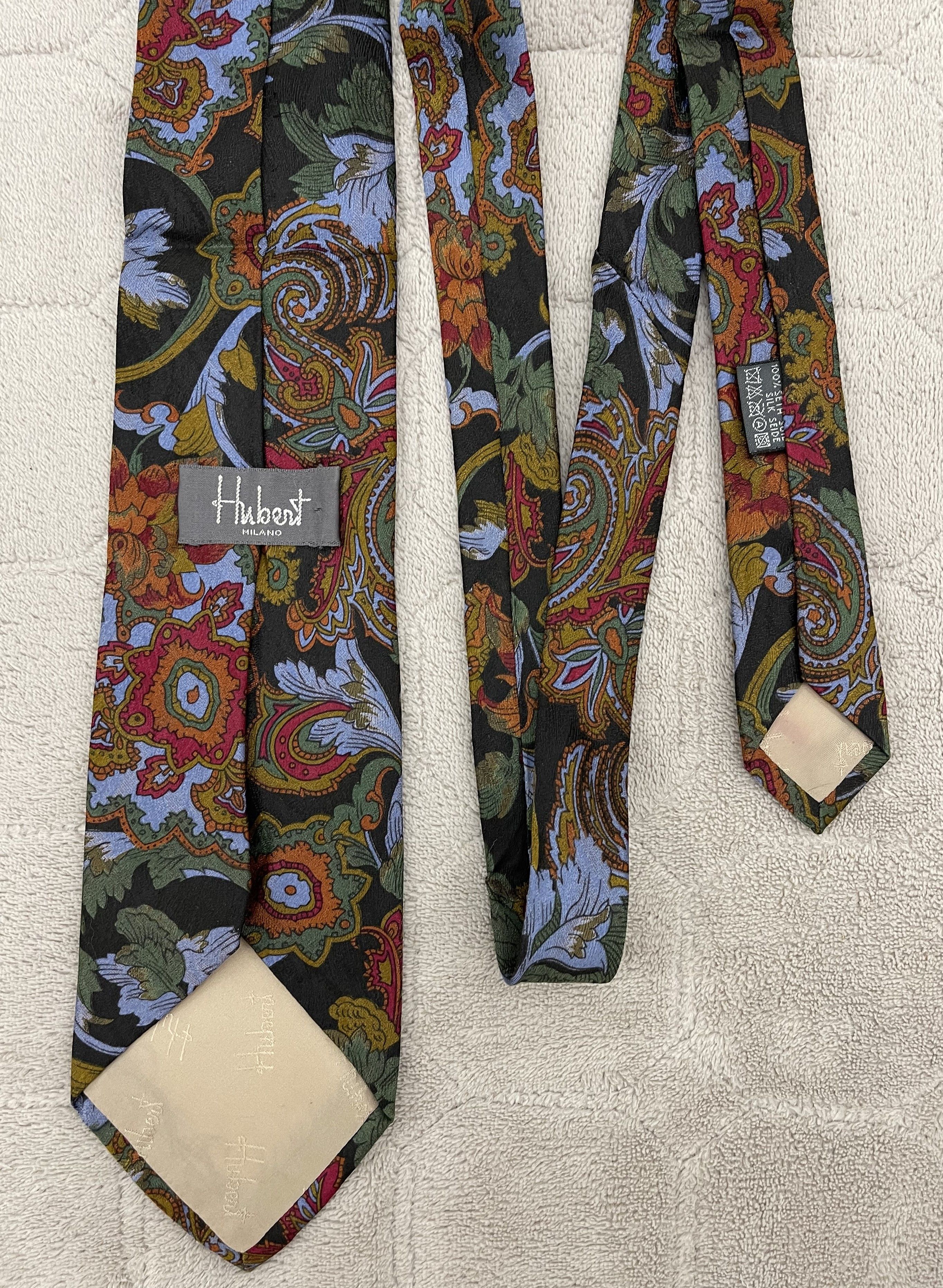 Vintage Hubert MILANO Vintage Silk Tie HAND MADE IN ITALY Size ONE SIZE - 2 Thumbnail