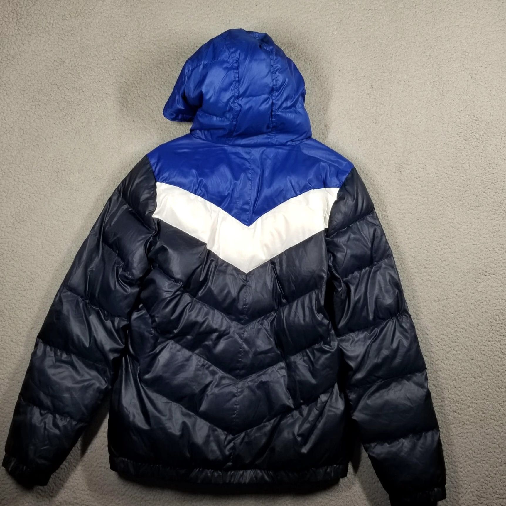 Adidas Adidas Jacket Woman XL Blue Puffer Hooded Chevron Colorblock Trefoil Quilted Size US XL / EU 56 / 4 - 3 Thumbnail