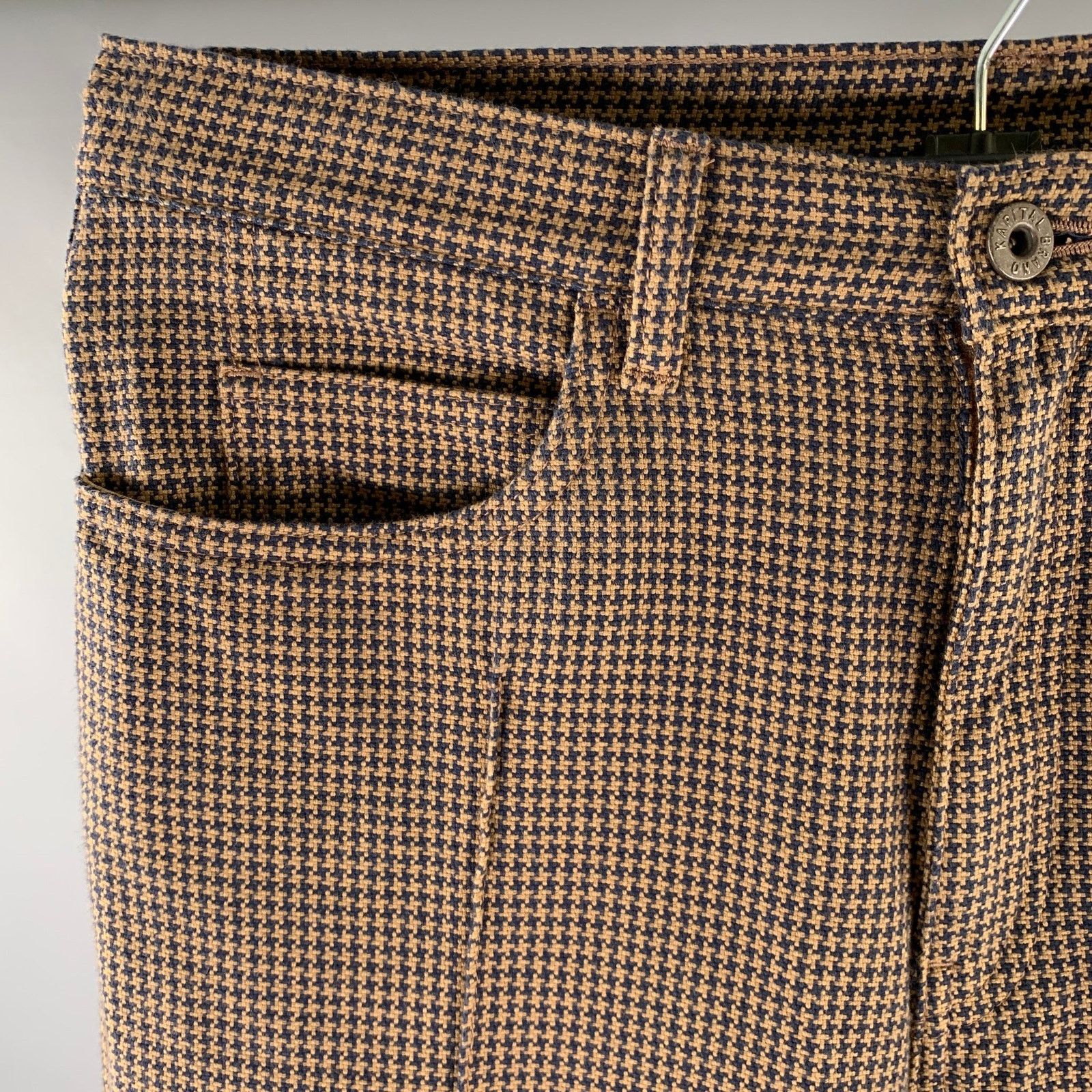 Kapital KAPITAL Size 31 Brown Navy Houndstooth Cotton Pants Size US 31 - 2 Thumbnail