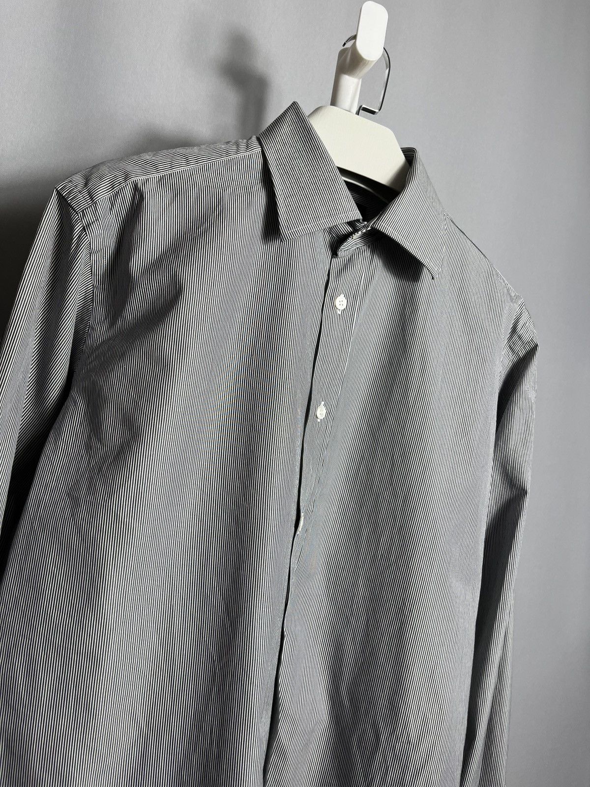 Gieves & Hawkes Gieves & Hawkes Shirt Mens Collar Striped Gray Double Cuff Size US XL / EU 56 / 4 - 3 Thumbnail