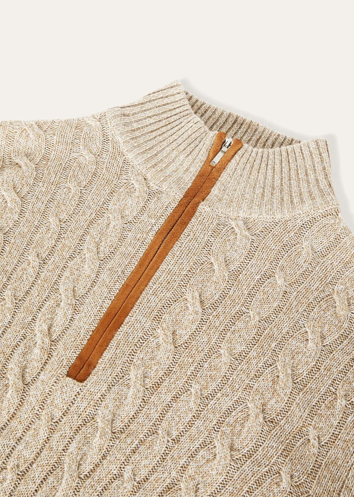 Loro Piana o1srvl11e1224 Baby Cashmere Half Zip Sweater in Light Beige Size US XL / EU 56 / 4 - 5 Thumbnail