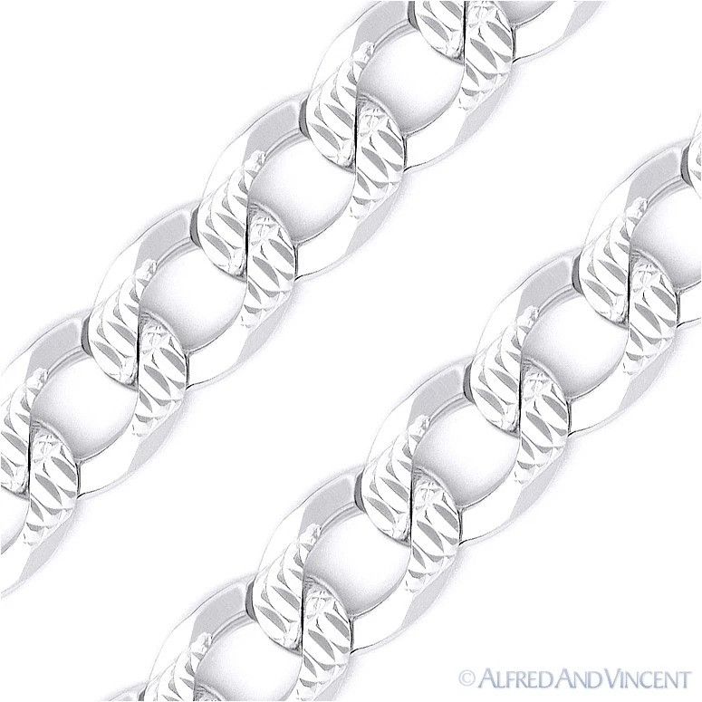 Other 7mm Cuban / Curb Link D-Cut Pave Italian Chain Bracelet Size ONE SIZE - 2 Thumbnail