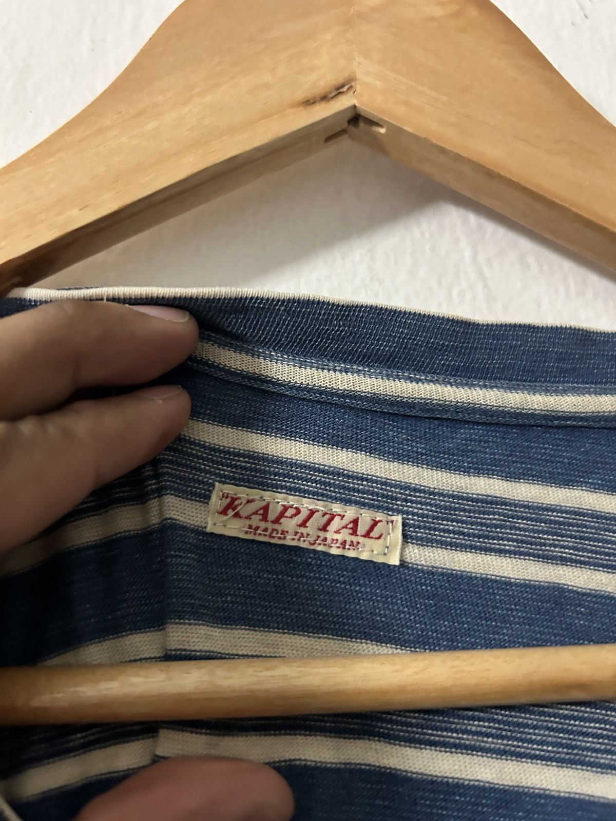 Japanese Brand Kapital 43 Indigo Stripe Longsleeve Baseball Shirt Size US M / EU 48-50 / 2 - 6 Thumbnail