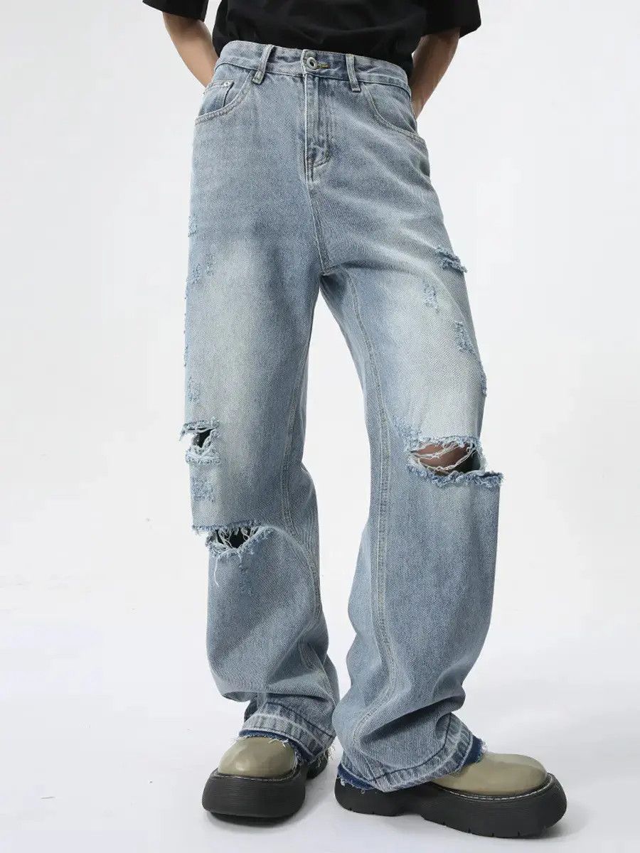 Japanese Brand Retro loose high street ripped jeans Size US 32 / EU 48 - 3 Thumbnail