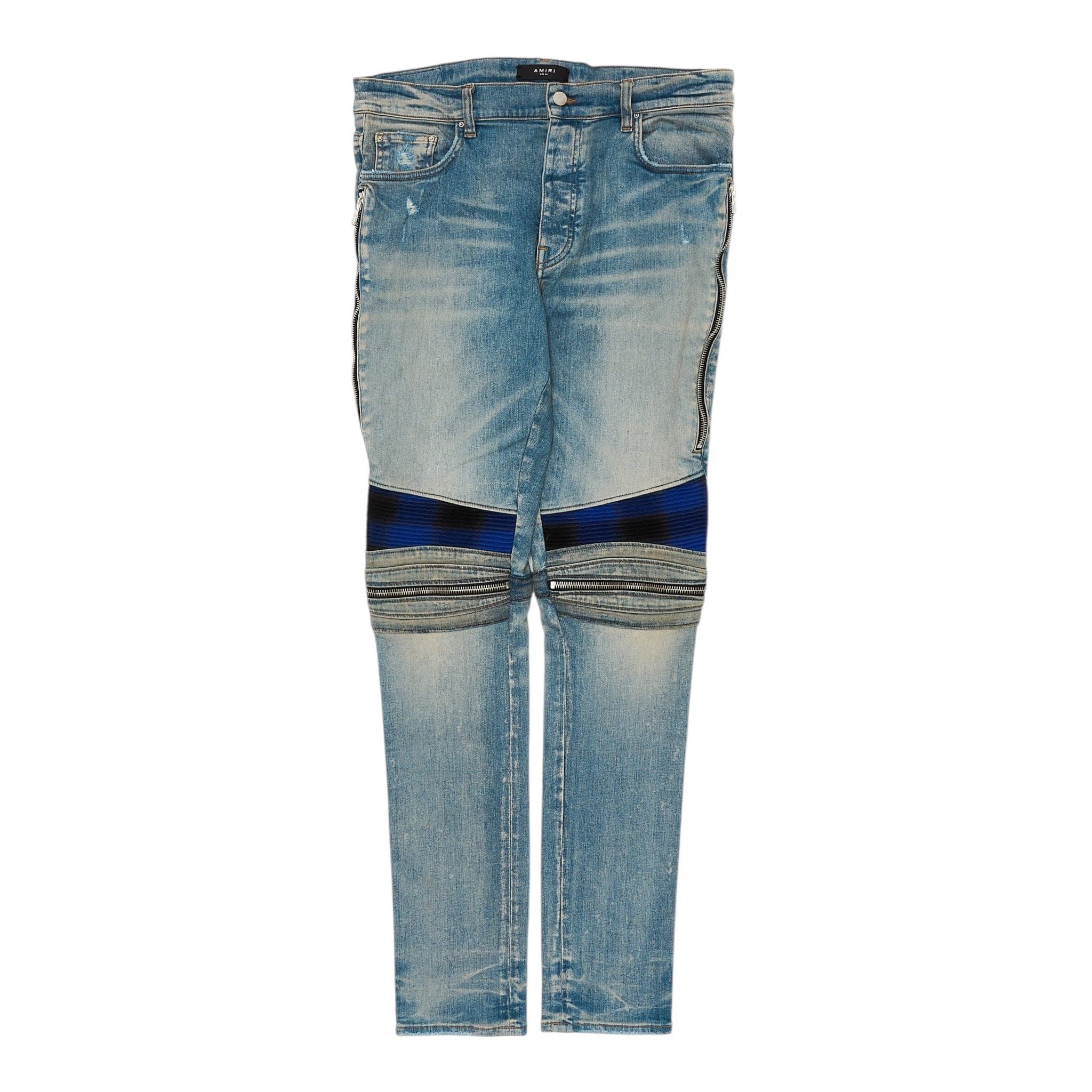 Amiri MX2 Blue Plaid Patch Jeans Clay Indigo