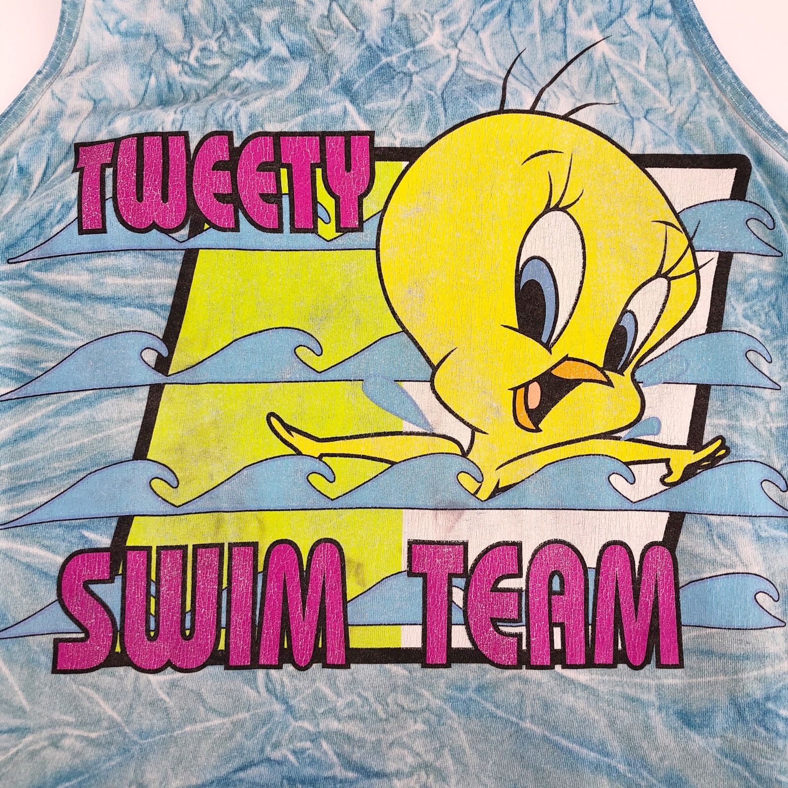 Vintage × Warner Bros 90s Looney Tunes Tweety Swim Team cover up 1990s vintage Size ONE SIZE - 3 Thumbnail