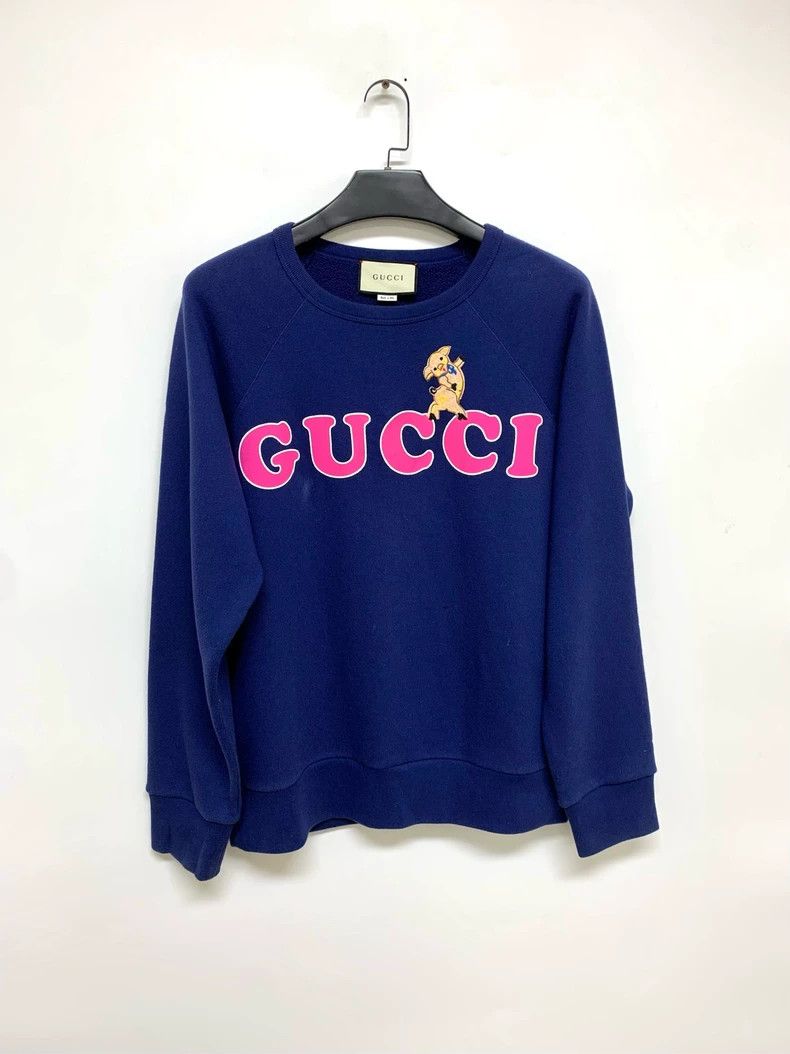 Gucci Gucci Blue Embroidered Logo Sweatshirt-dmc Size US M / EU 48-50 / 2 - 1 Thumbnail