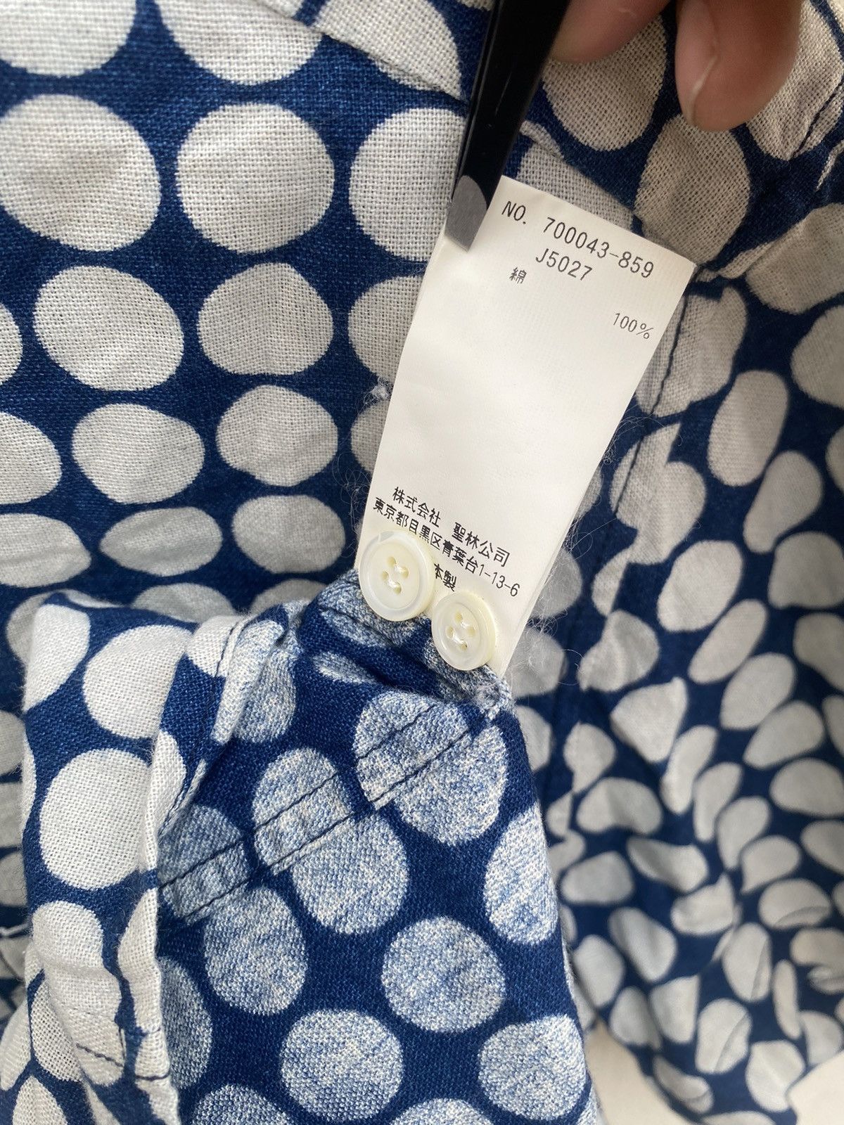 Tornado Mart 2000s Blue Blue Japan - Pure Indigo Dye Polkadot Shirt Size US M / EU 48-50 / 2 - 6 Thumbnail