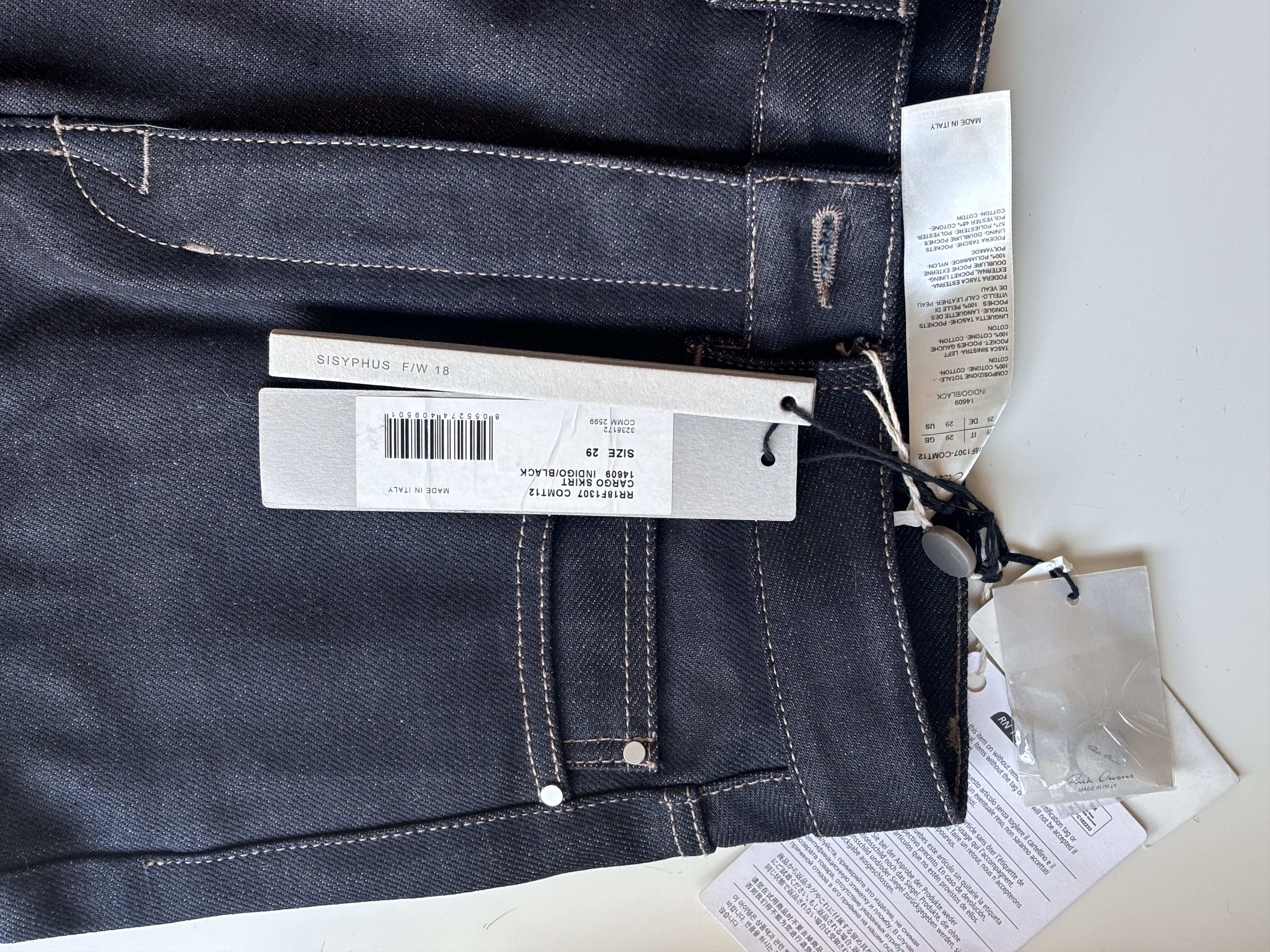 Rick Owens FW18 SISYPHUS runway denim cargo skirt — NWT Size US 29 - 5 Thumbnail