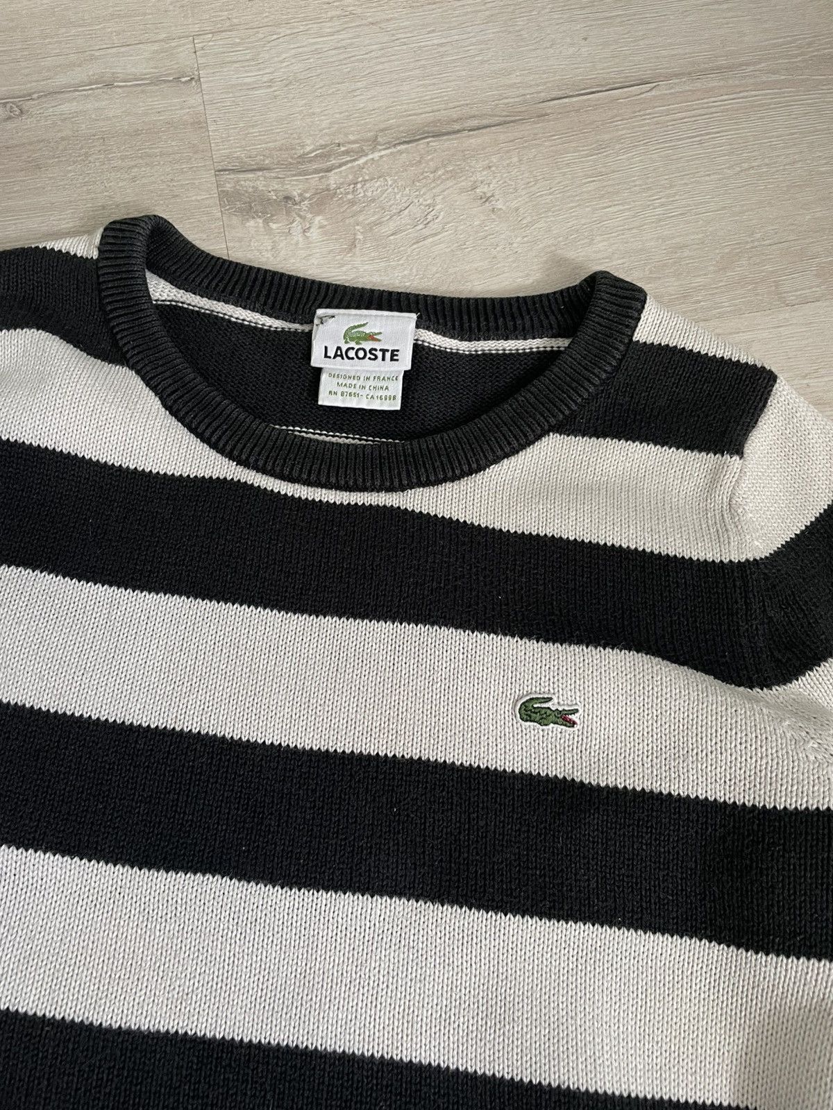Lacoste Vintage Y2k Lacoste Striped Black/White Knitwear longsleeve Size S / US 4 / IT 40 - 4 Thumbnail