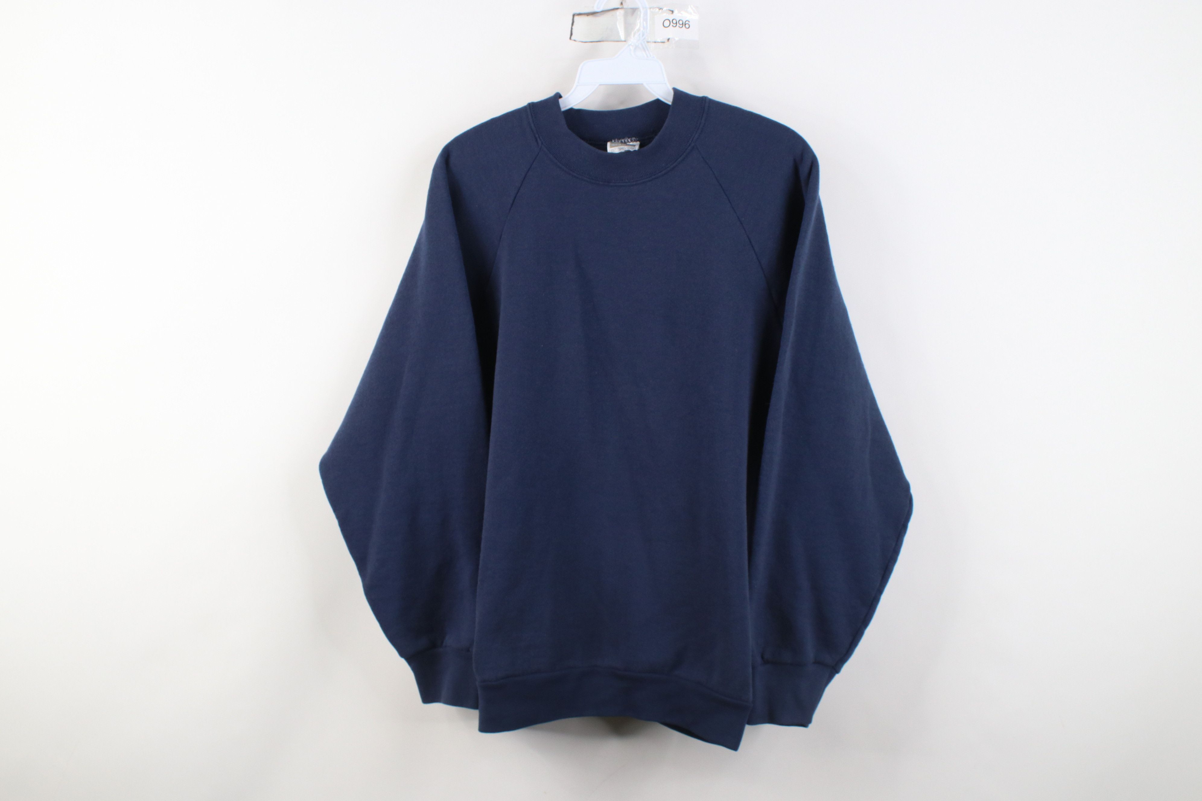 Vintage Vintage 90s Streetwear Blank Crewneck Sweatshirt Navy Blue Size L / US 10 / IT 46 - 1 Thumbnail