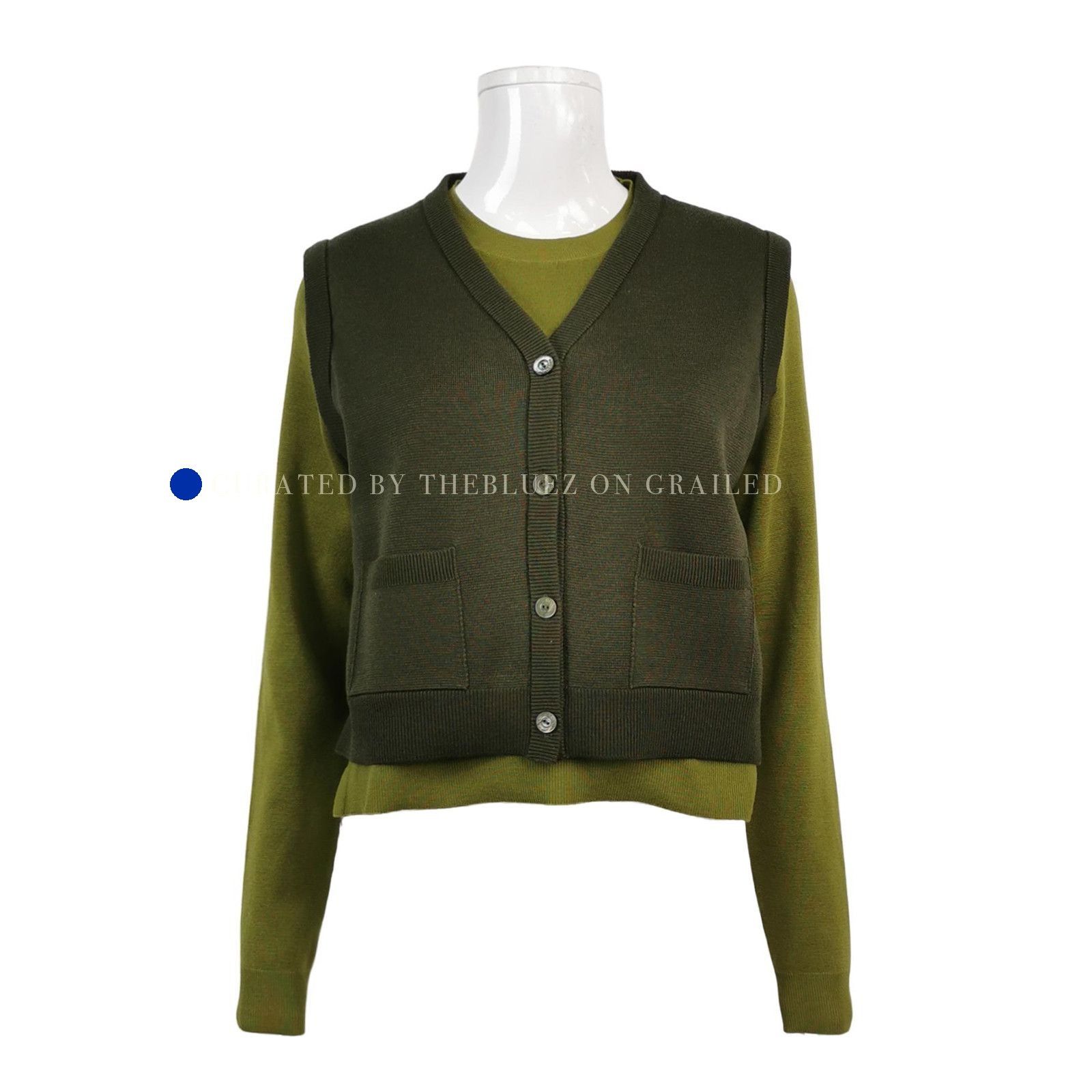 Gucci Colorblock Wool Silk Cardigan in Green Size US L / EU 52-54 / 3 - 1 Thumbnail