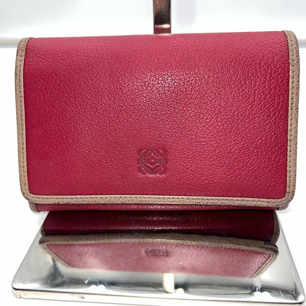 Loewe Loewe Lambskin Wallet with Lock on Zipper pull Red and Purple Interior Size ONE SIZE - 1 Thumbnail