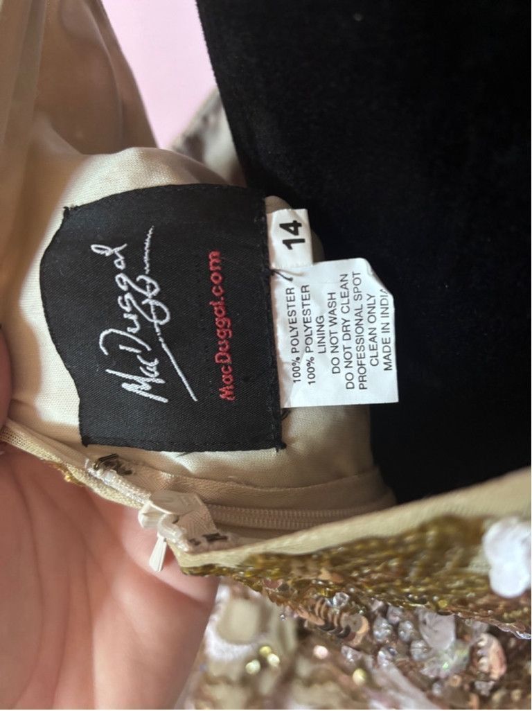 Mac Duggal Women's Mac Duggal Gold & White Sequin Dress Size 14 Size XL / US 12-14 / IT 48-50 - 8 Thumbnail