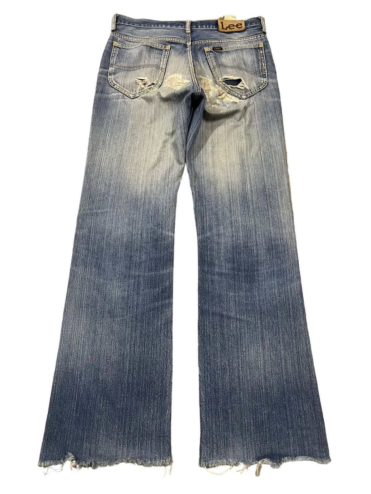 Lee Vintage 90s Lee Blue Wash Distressed Flare Jeans Size US 31 - 2 Thumbnail