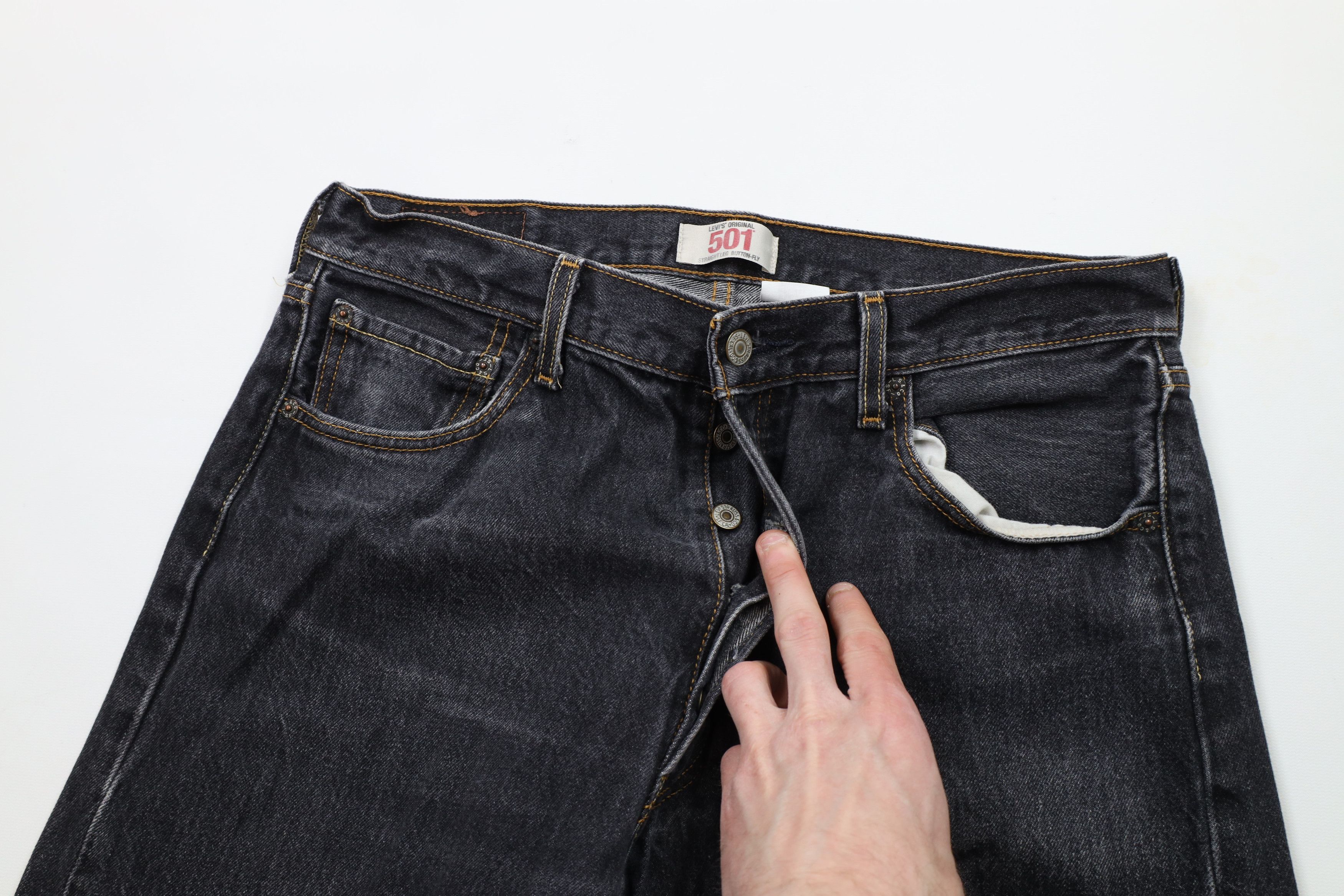 Levi's × Vintage Vintage Y2K Levis 501xx Button Fly Original Fit Jeans Black Size US 34 / EU 50 - 6 Thumbnail