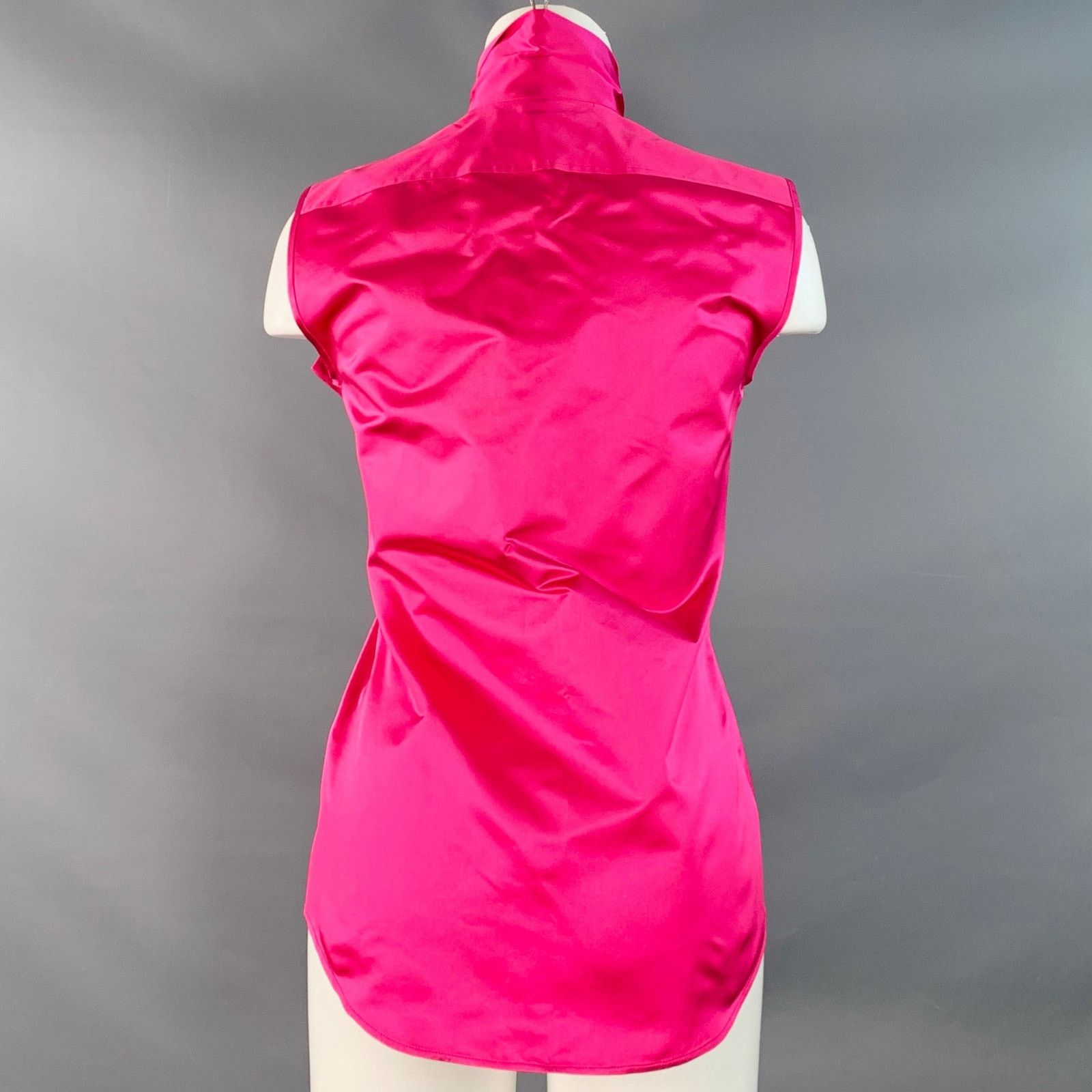 Dsquared2 DSQUARED2 Size XS Fuchsia Silk Sleeveless Bow Dress Top Size XS / US 0-2 / IT 36-38 - 4 Thumbnail