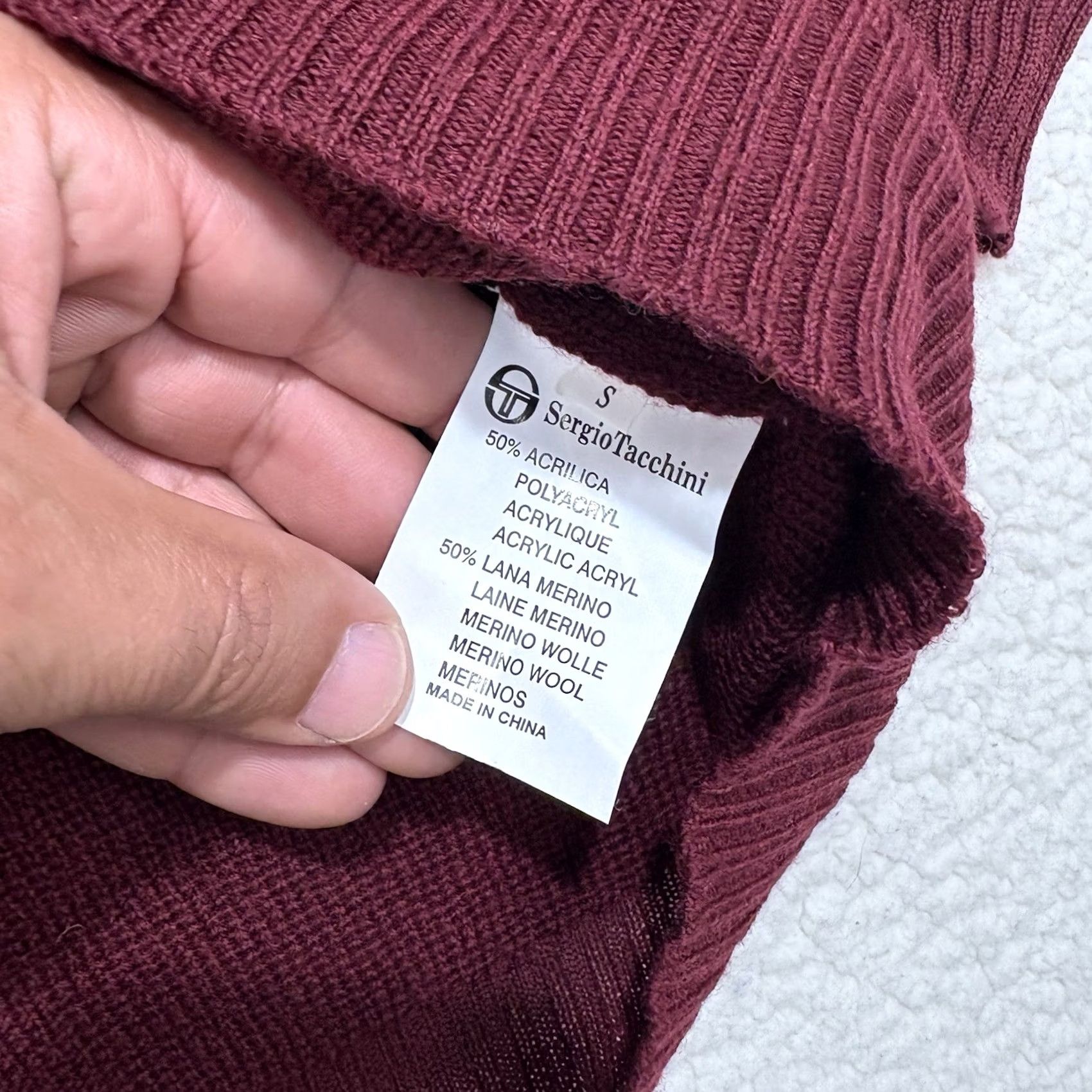 Sergio Tacchini VINTAGE Sergio Tacchini Men’s S Sweater V-neck Burgundy Merino Wool Blend Jumper Size US S / EU 44-46 / 1 - 3 Thumbnail