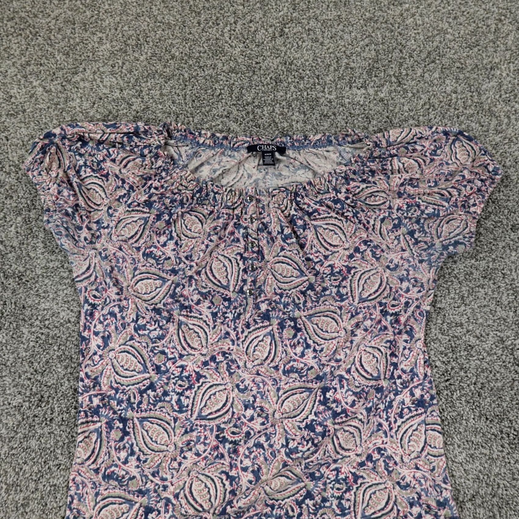 Polo Ralph Lauren Ralph Lauren Chaps Shirt Womens Medium Blue Floral Popover Henley Casual Top Shirt Size M / US 6-8 / IT 42-44 - 4 Thumbnail