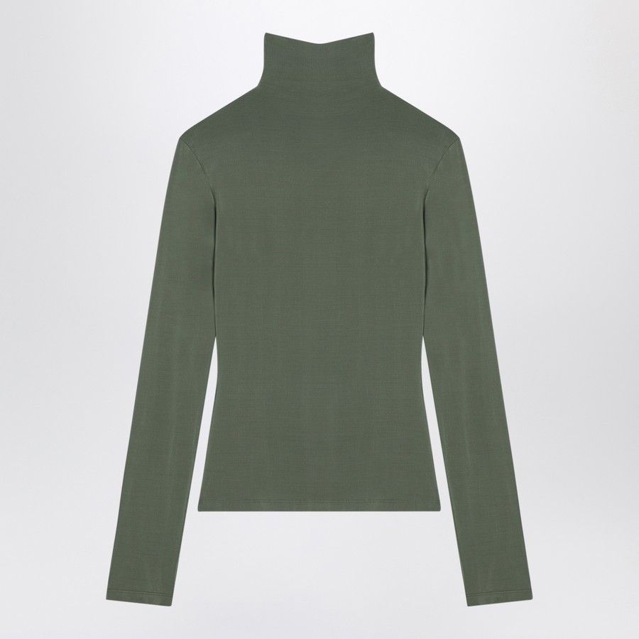 Off-White o1d2blof0924 Viscose Turtleneck Sweater With Logo in Green Size S / US 4 / IT 40 - 2 Thumbnail