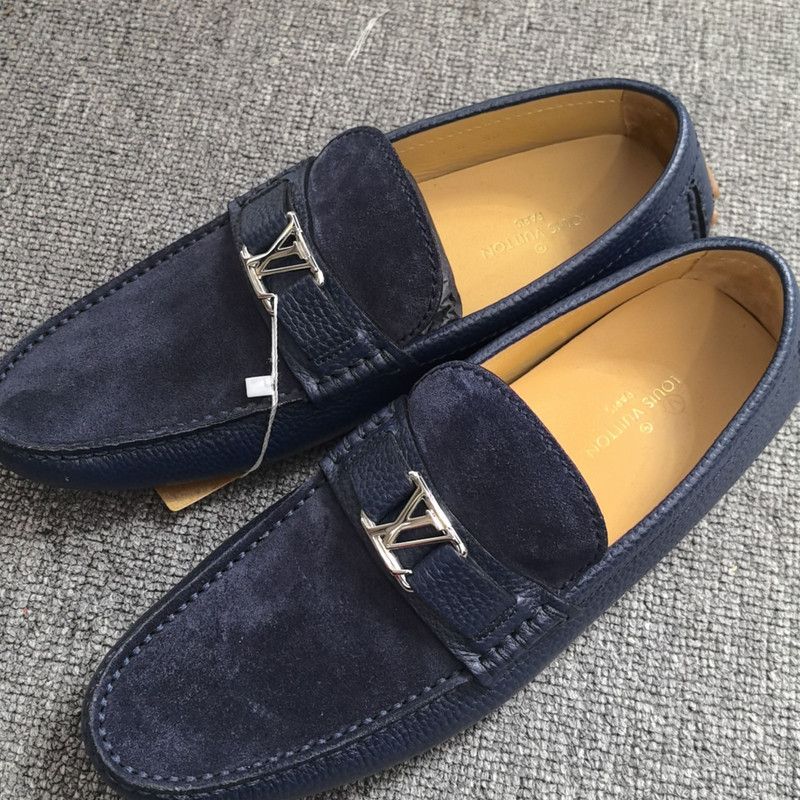 Louis Vuitton Louis Vuitton Navy Suede Loafers for Women 0079 Size US 9 / IT 39 - 1 Thumbnail
