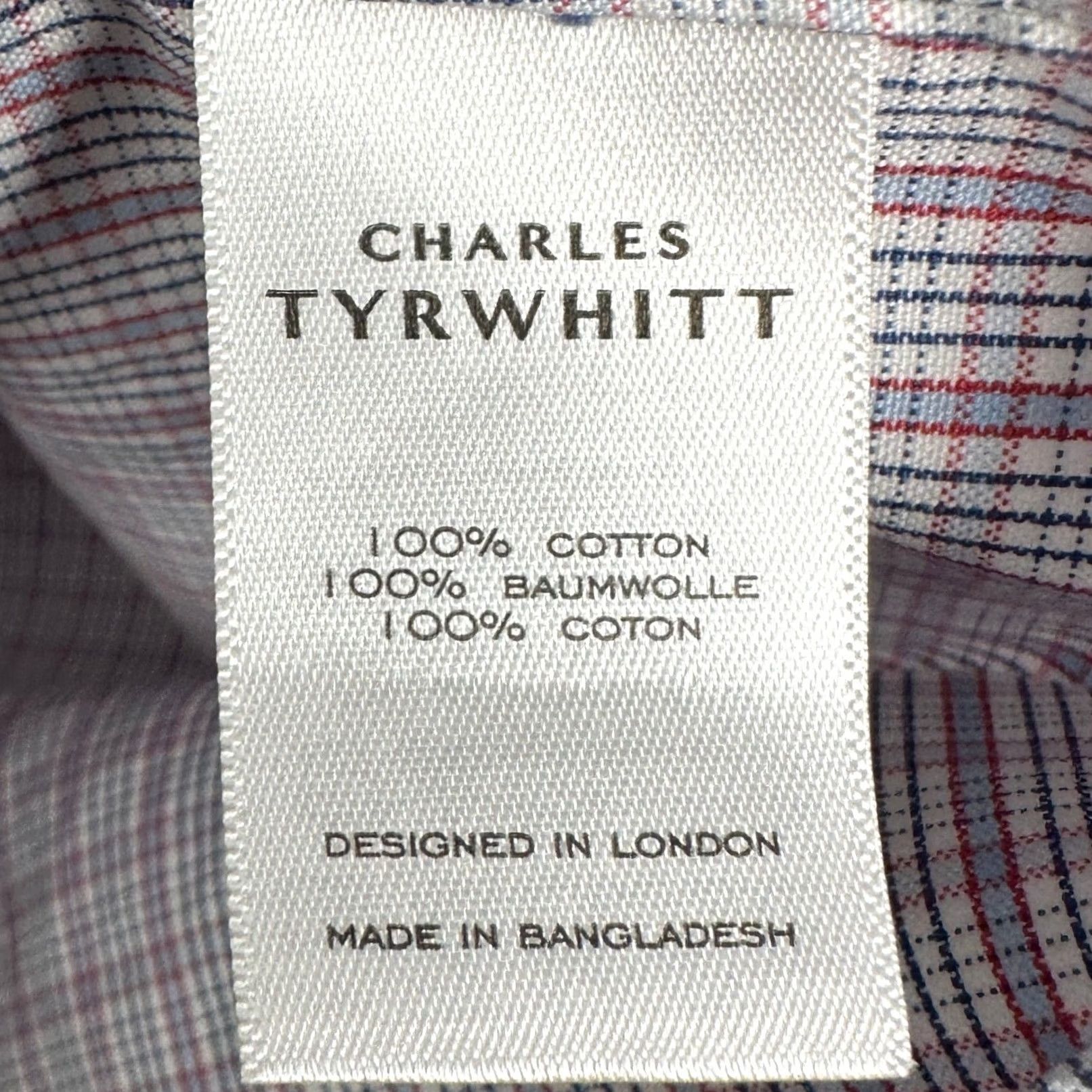Charles Tyrwhitt Charles Tyrwhitt Mens Dress Shirt Red Blue Plaid Button Down Long Sleeve 16.5 Size 46R - 5 Thumbnail