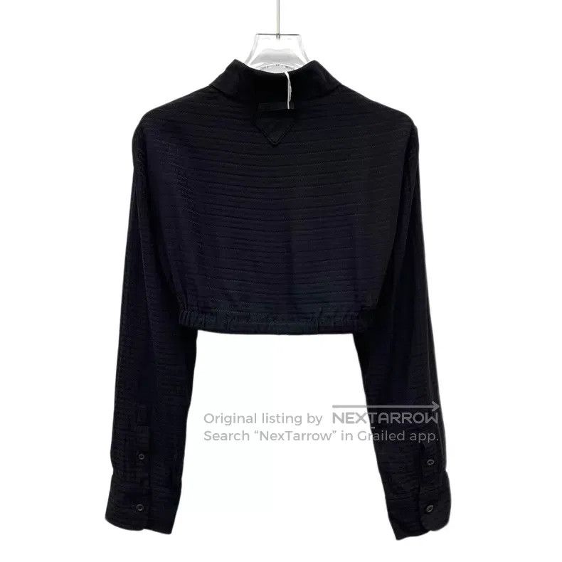 Prada Prada 22 black striped logo letter full-print mulberry sil Size XS / US 0-2 / IT 36-38 - 2 Thumbnail