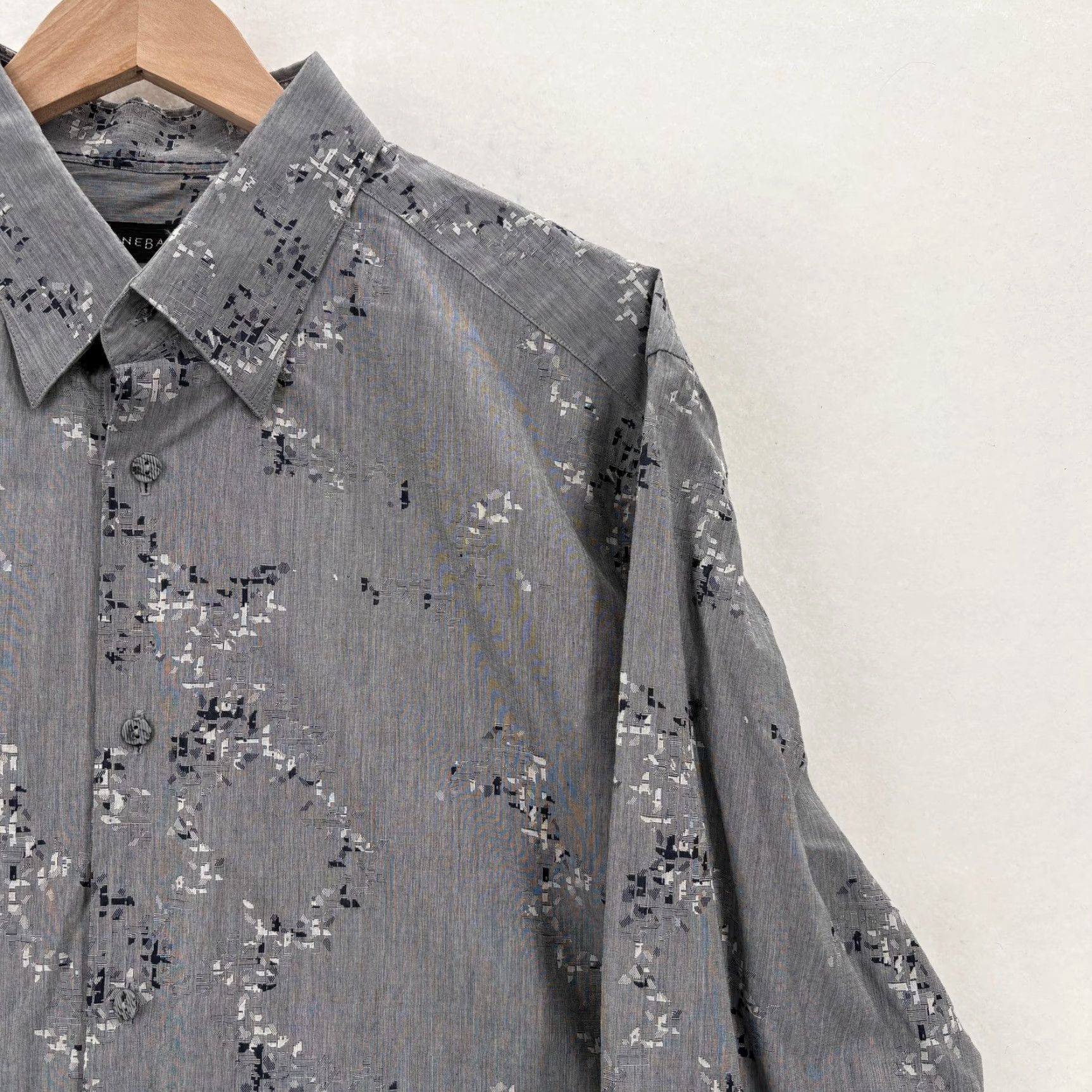 Vintage Jhane Barnes Shirt Mens Large Gray Classic Fit Abstract Pattern 100% Cotton Dress Shirt Geometric Size US L / EU 52-54 / 3 - 2 Thumbnail