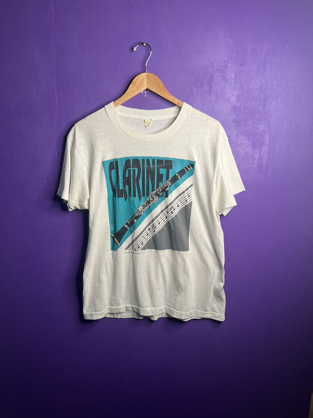 Vintage 1987 Clarinet music sheet t-shirt
