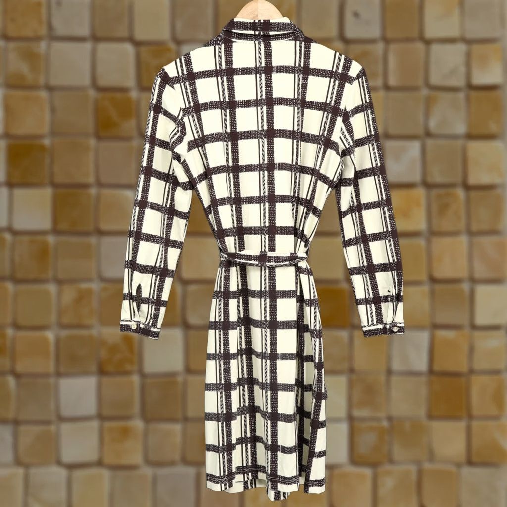 J.McLaughlin J. McLaughlin Women's Catalina Cloth Stretch Plaid Button Up Dress Cream/Brown M Size M / US 6-8 / IT 42-44 - 1 Thumbnail