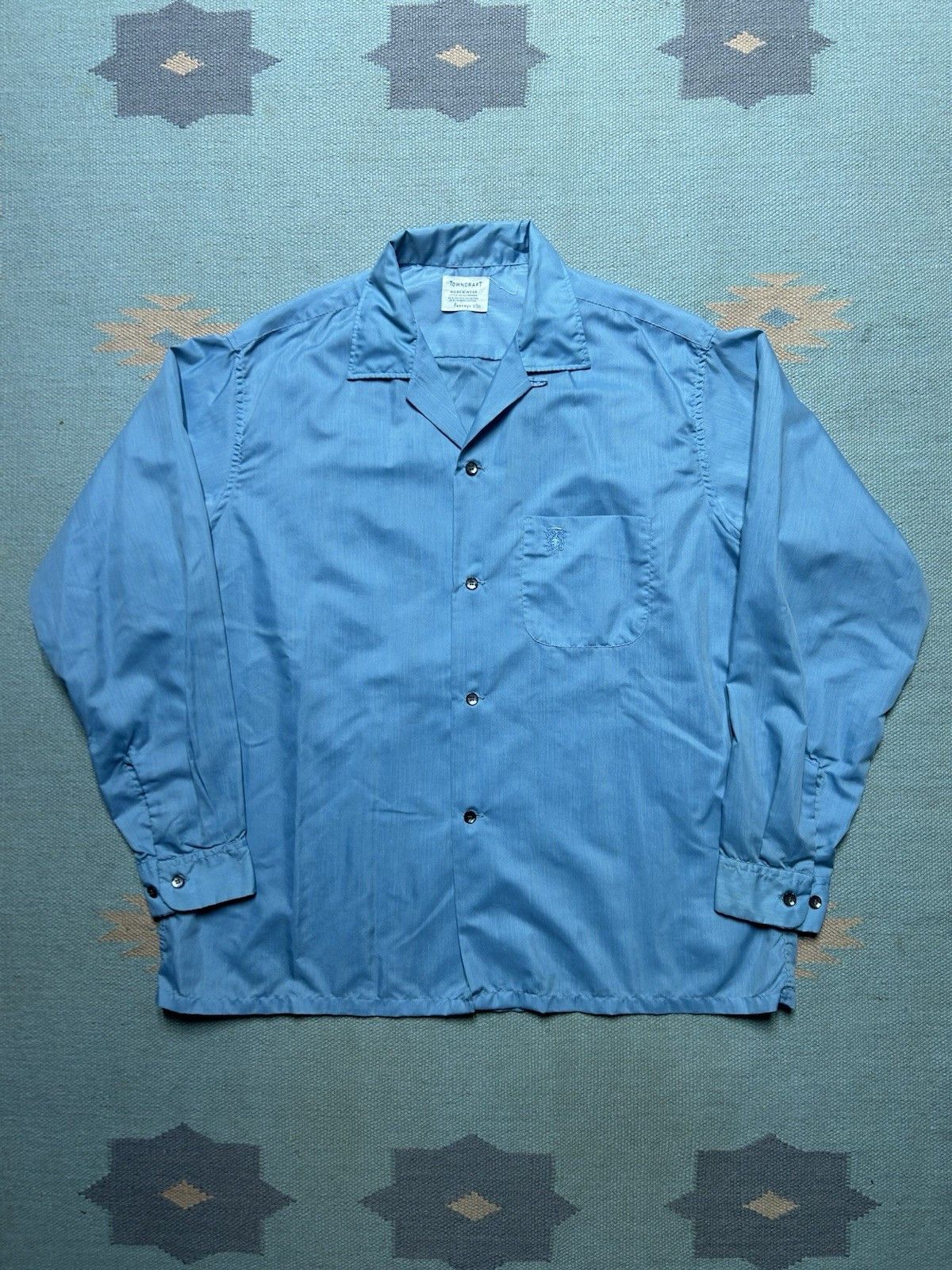 Vintage Vtg 1960s button shirt loop collar Penney’s Towncraft large Size US L / EU 52-54 / 3 - 1 Thumbnail