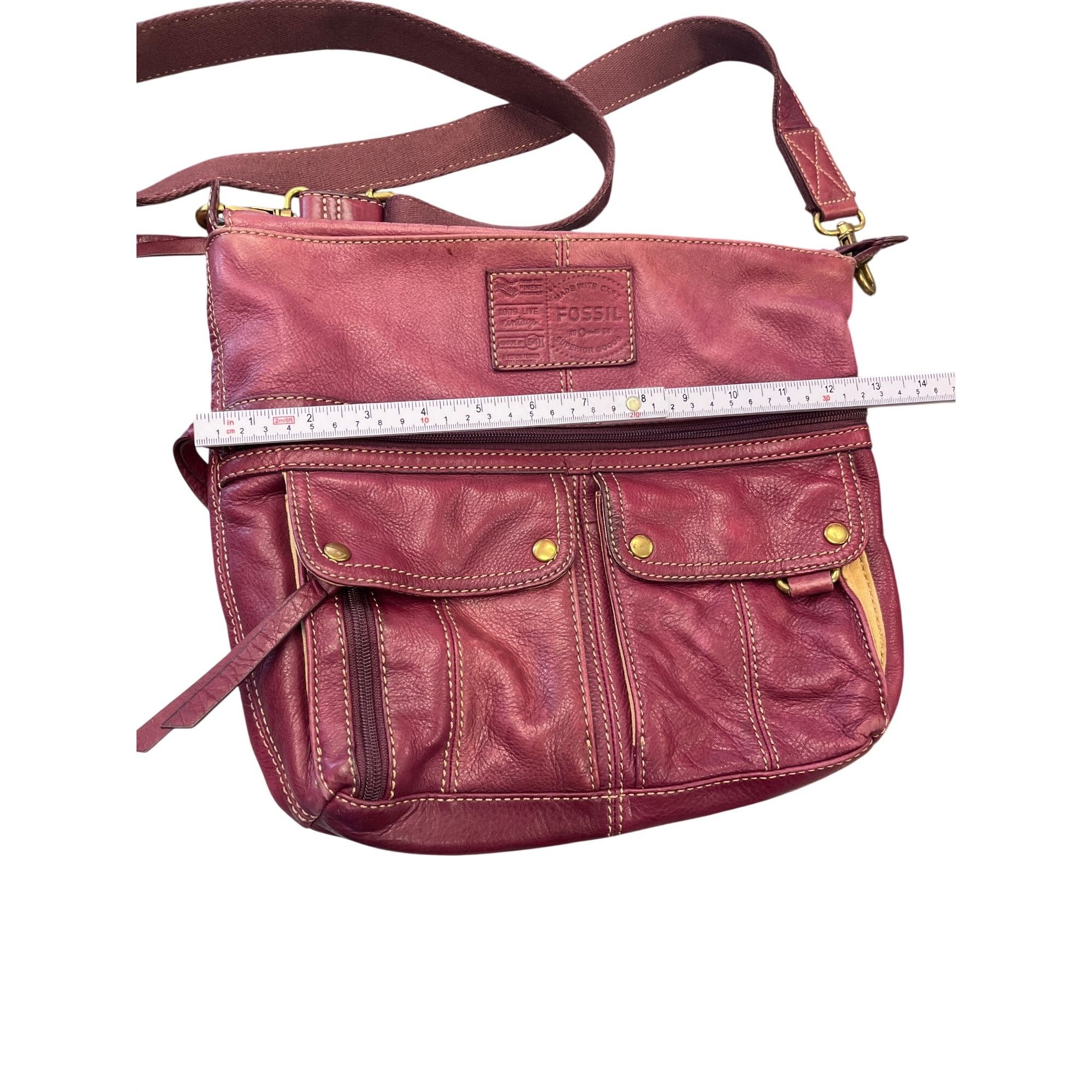 Fossil Fossil VTG wms red gold ware leather crossbody shoulder hand Size ONE SIZE - 3 Thumbnail